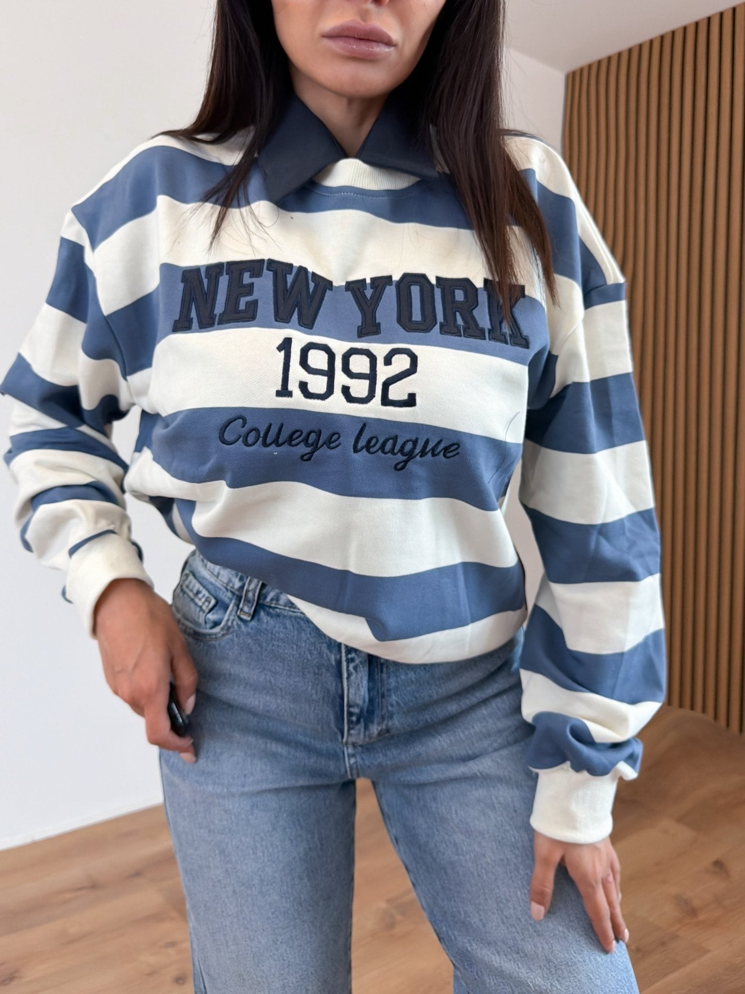 Felpa Colletto NY - Blu - SAINTH