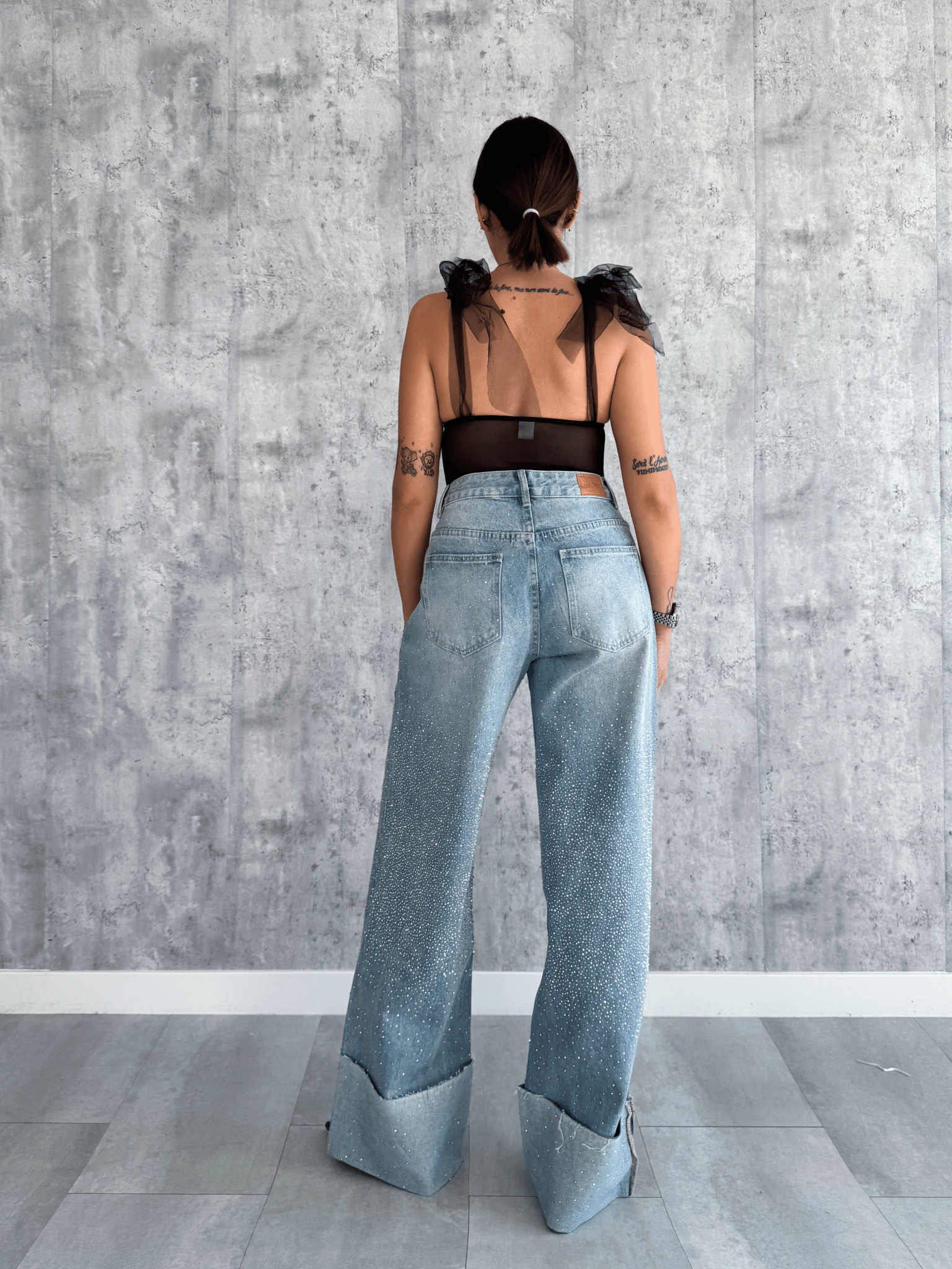 Jeans Diamonds Risvolto - Denim - SAINTH