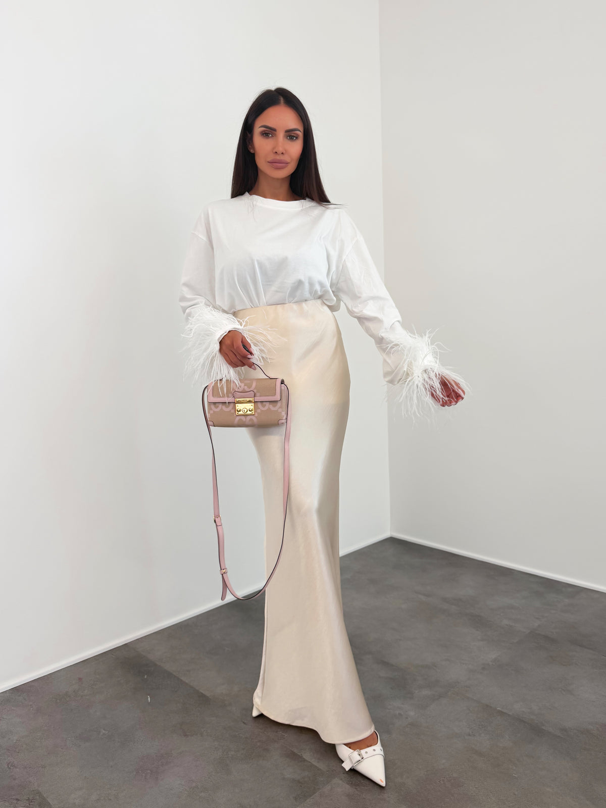 Maxi Maglia Piume - Bianca