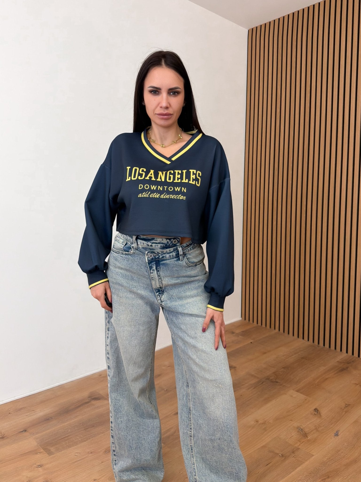 Felpa Crop Town - Blu - SAINTH