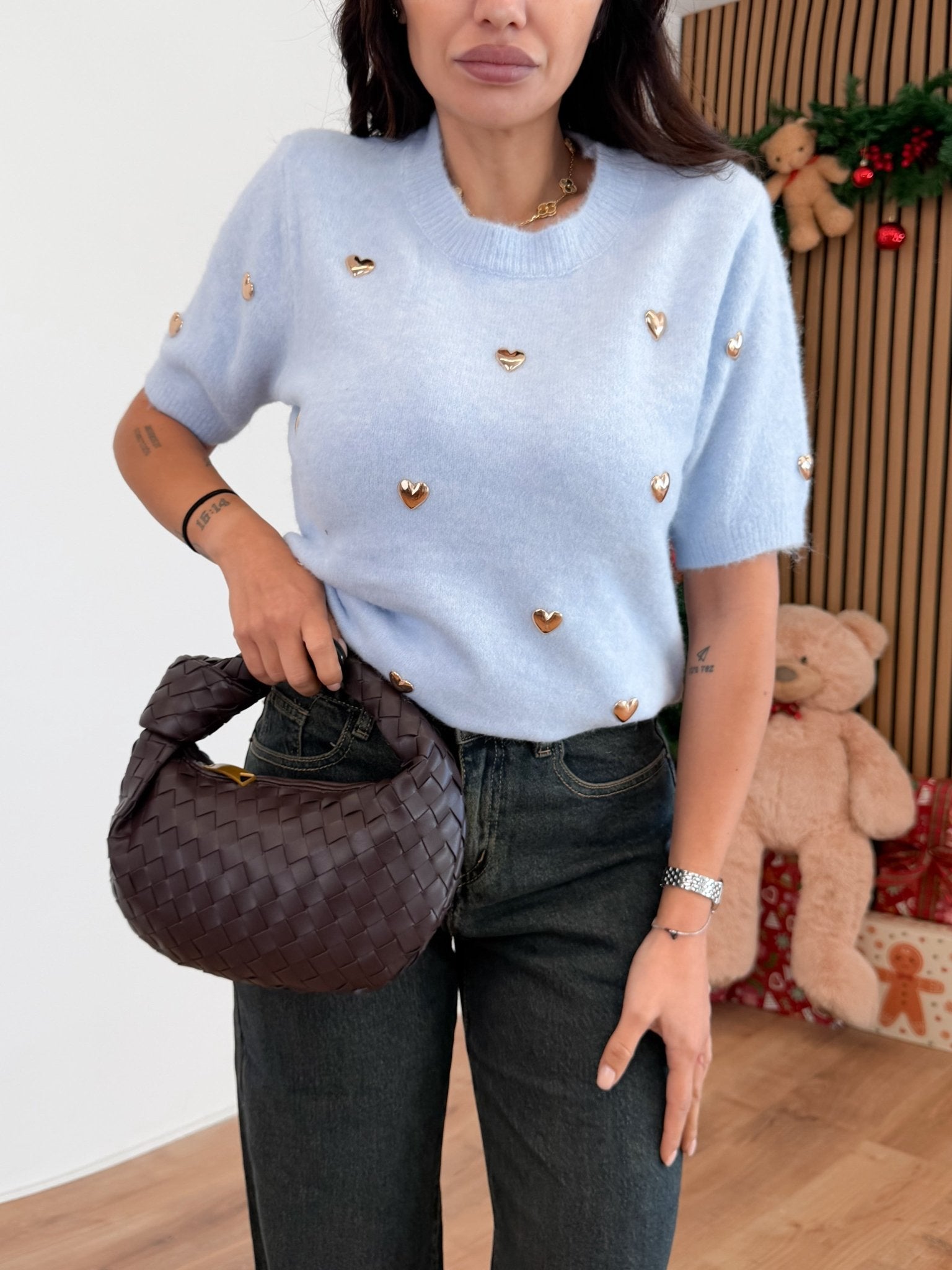 Pull Cuore Metallico - Celeste - SAINTH