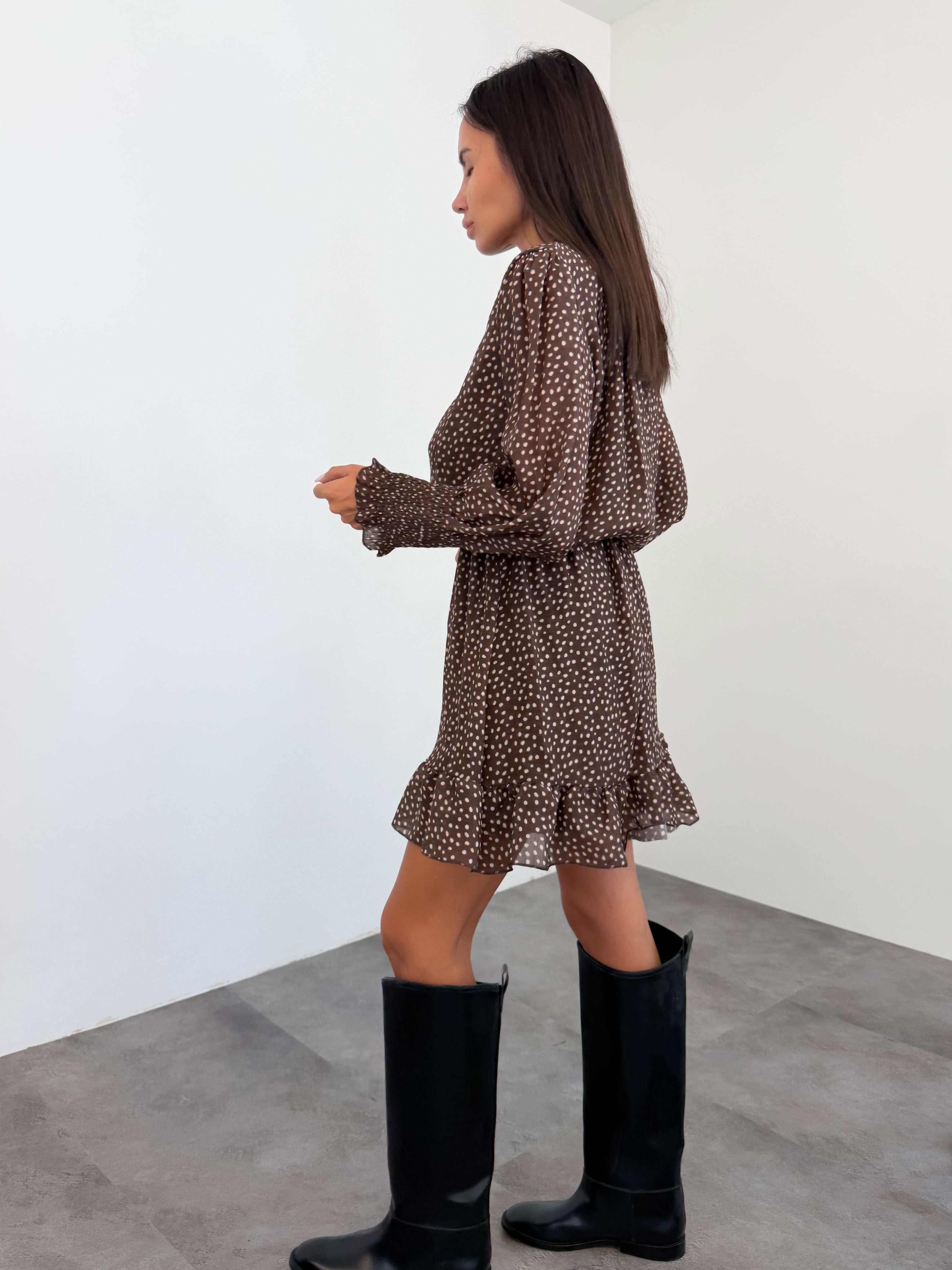 Abito Micro Pois - Marrone