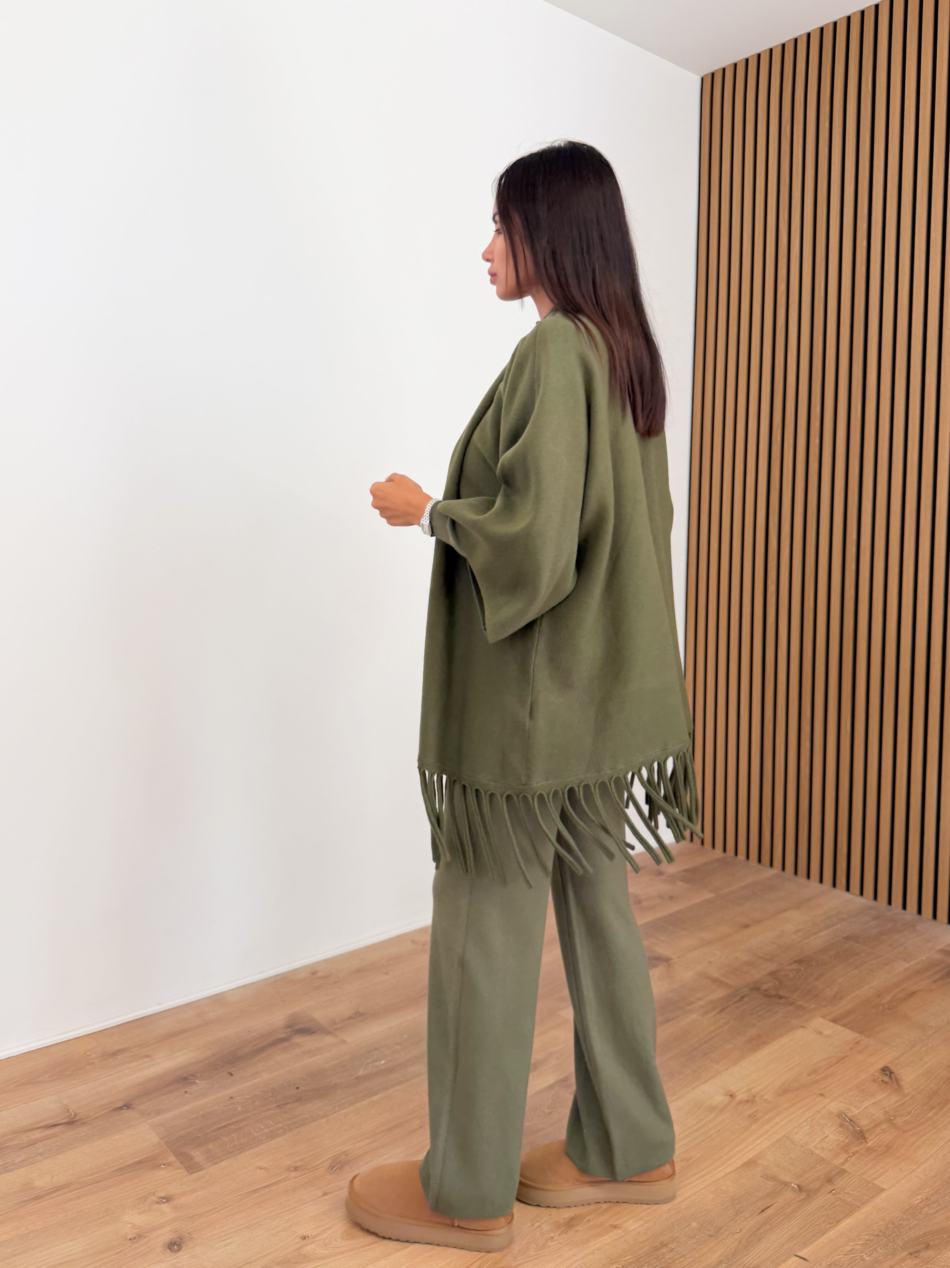 Cardigan Frange - Army Green