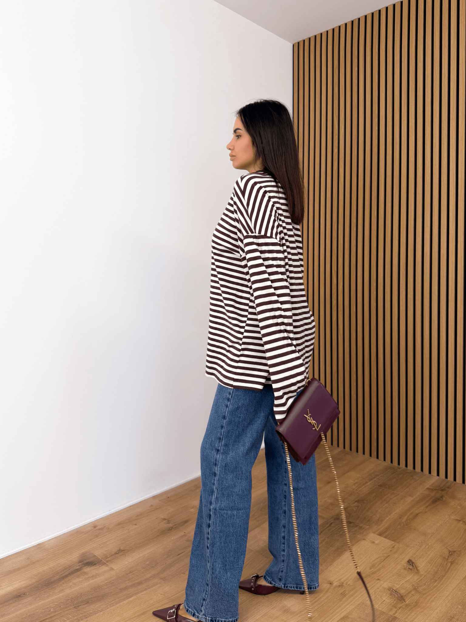 Maxi Maglia Lines - Burro e Marrone - SAINTH