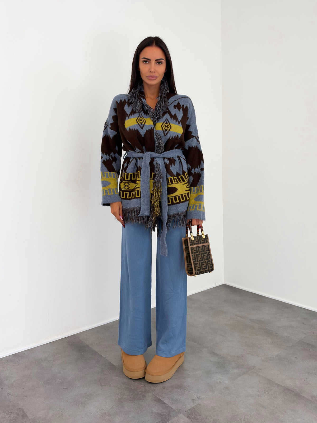 Cardigan Triangle - Indaco Marrone - SAINTH