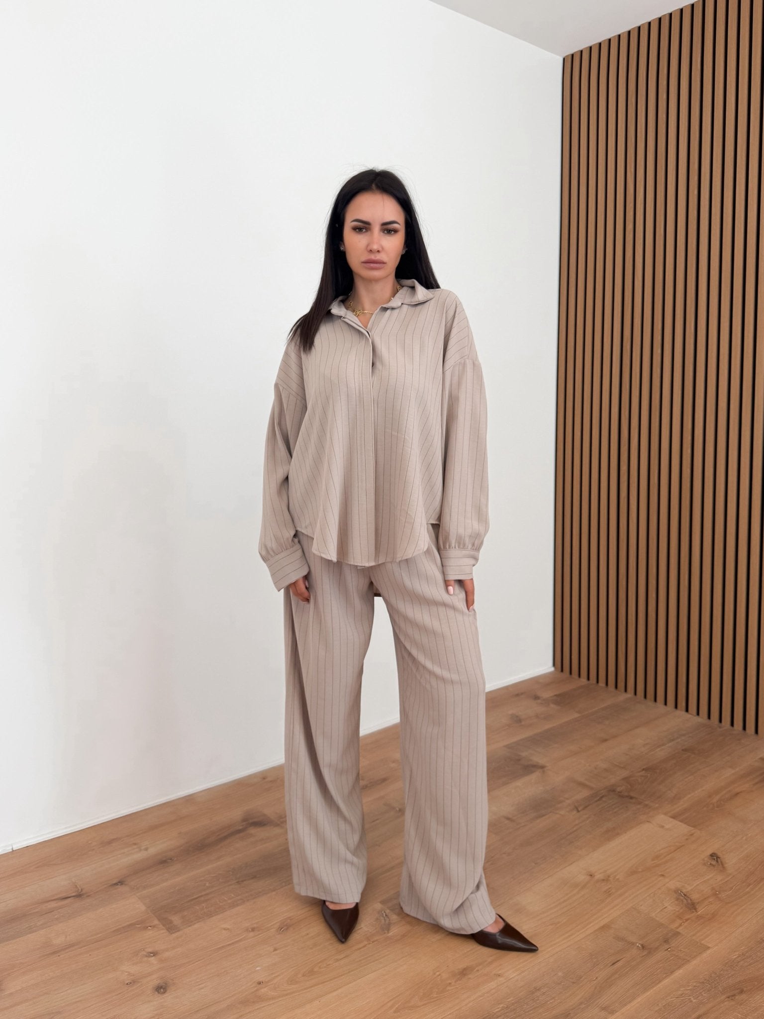 Coordinato Gessato Comfy - Beige - SAINTH