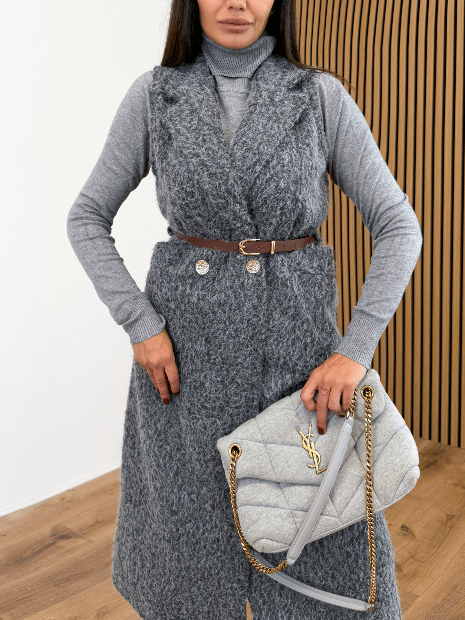 Gilet Long + Cintura - Grigio - SAINTH