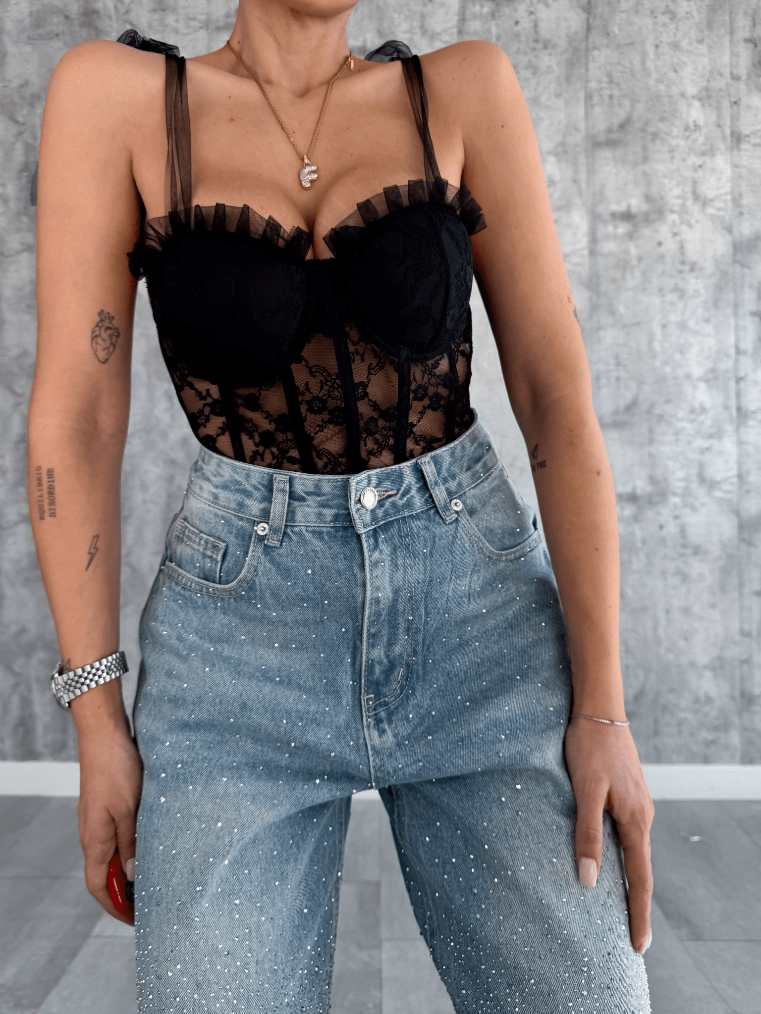 Jeans Diamonds Risvolto - Denim - SAINTH