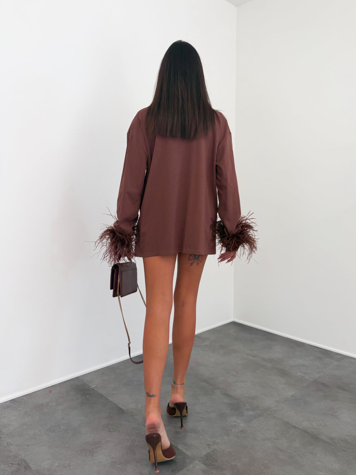 Maxi Maglia Piume - Marrone