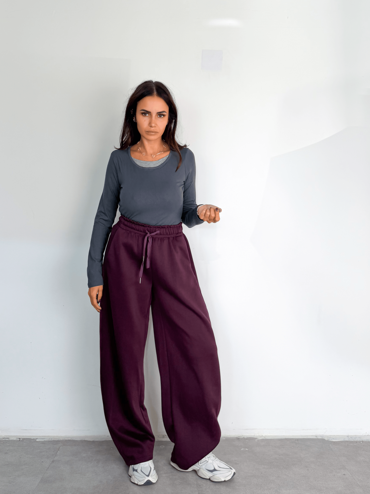 Pantalone Tuta Wide Leg - Vinaccia - SAINTH