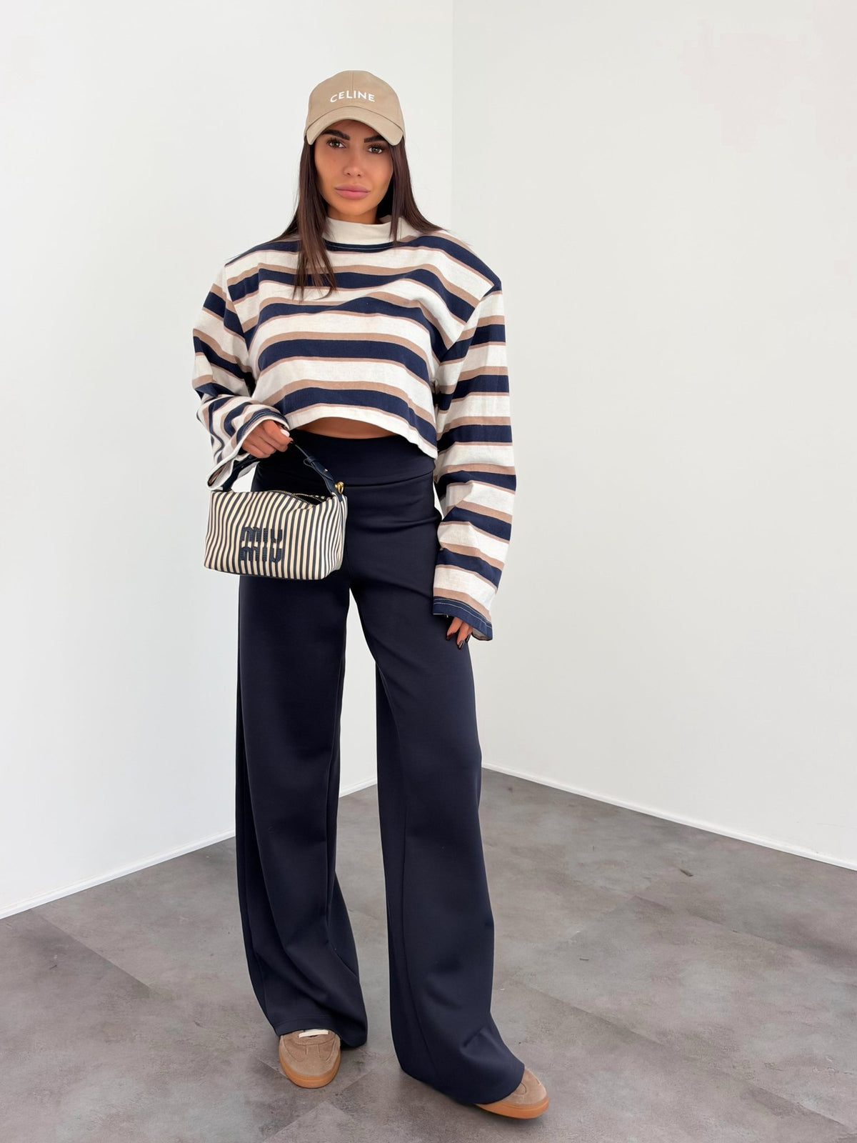 Maglia Crop Righe - Burro Blu - SAINTH