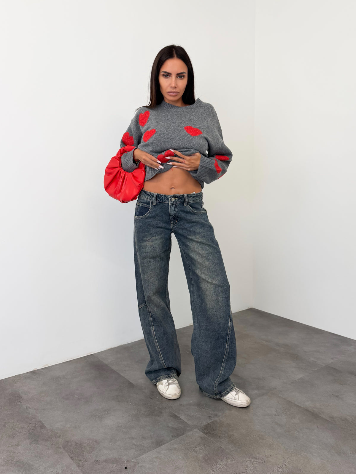 Pull Cuori - Grigio