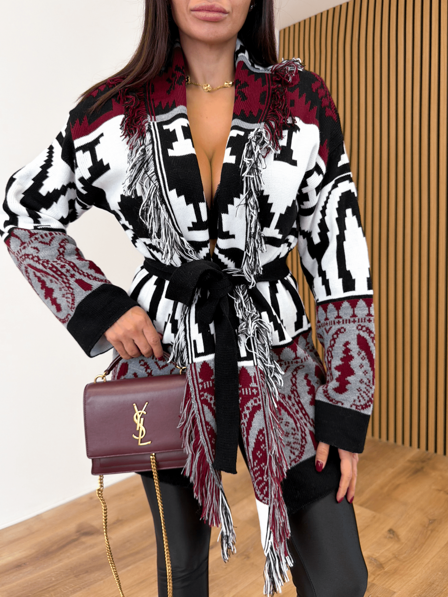 Cardigan Hindu - Nero e Bordeaux - SAINTH