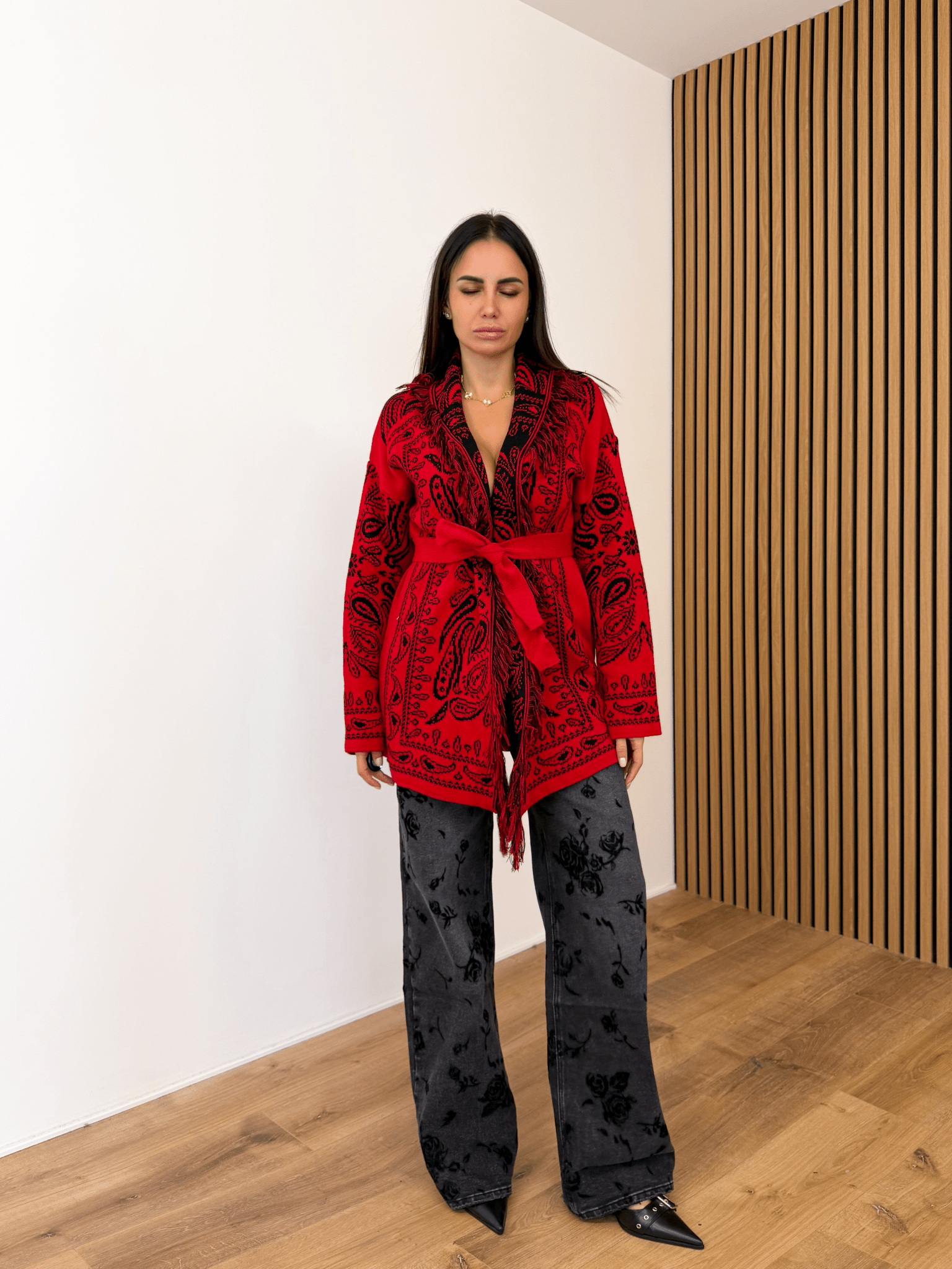 Cardigan Azteco - Rosso Fuoco - SAINTH