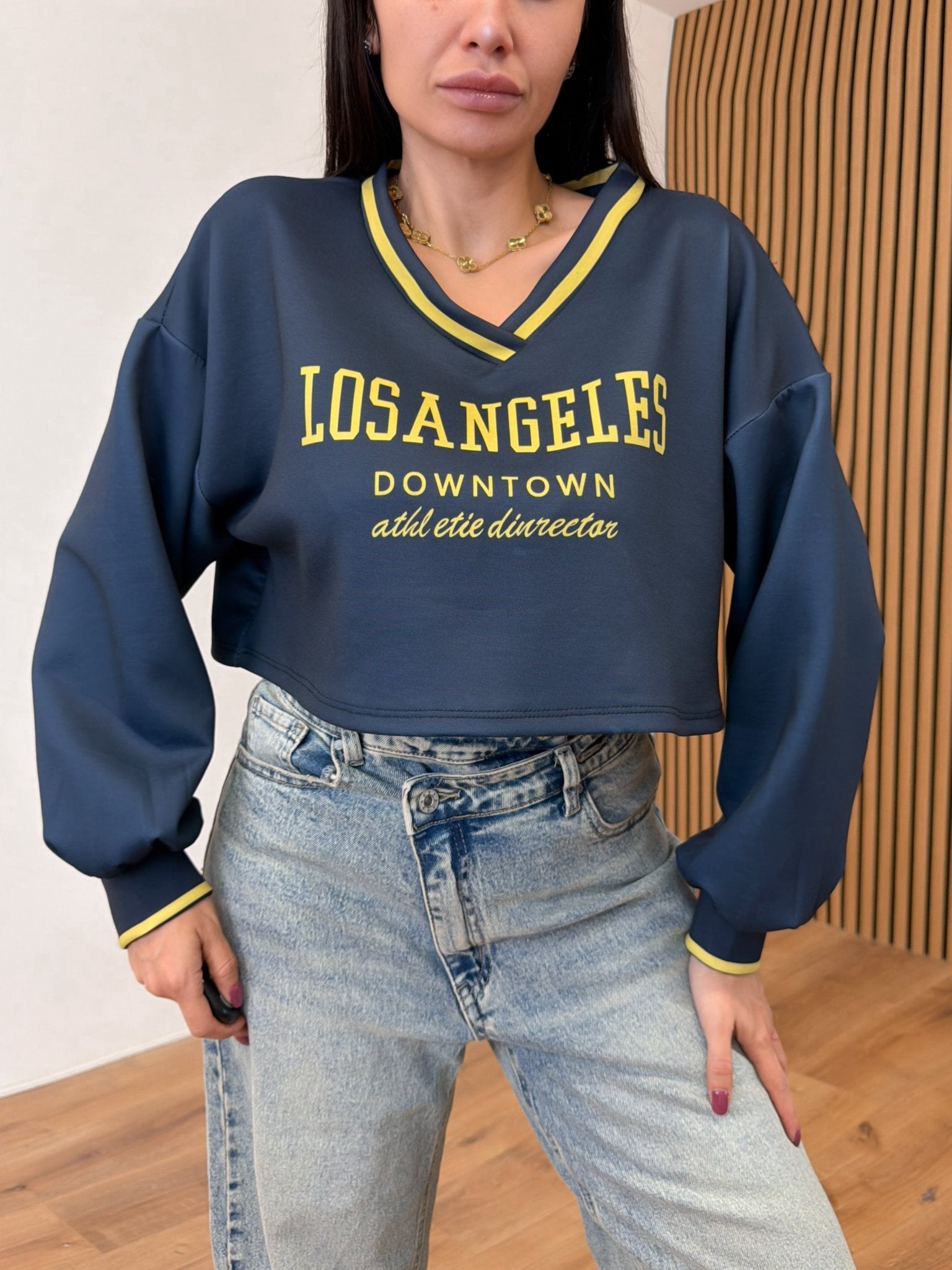 Felpa Crop Town - Blu - SAINTH