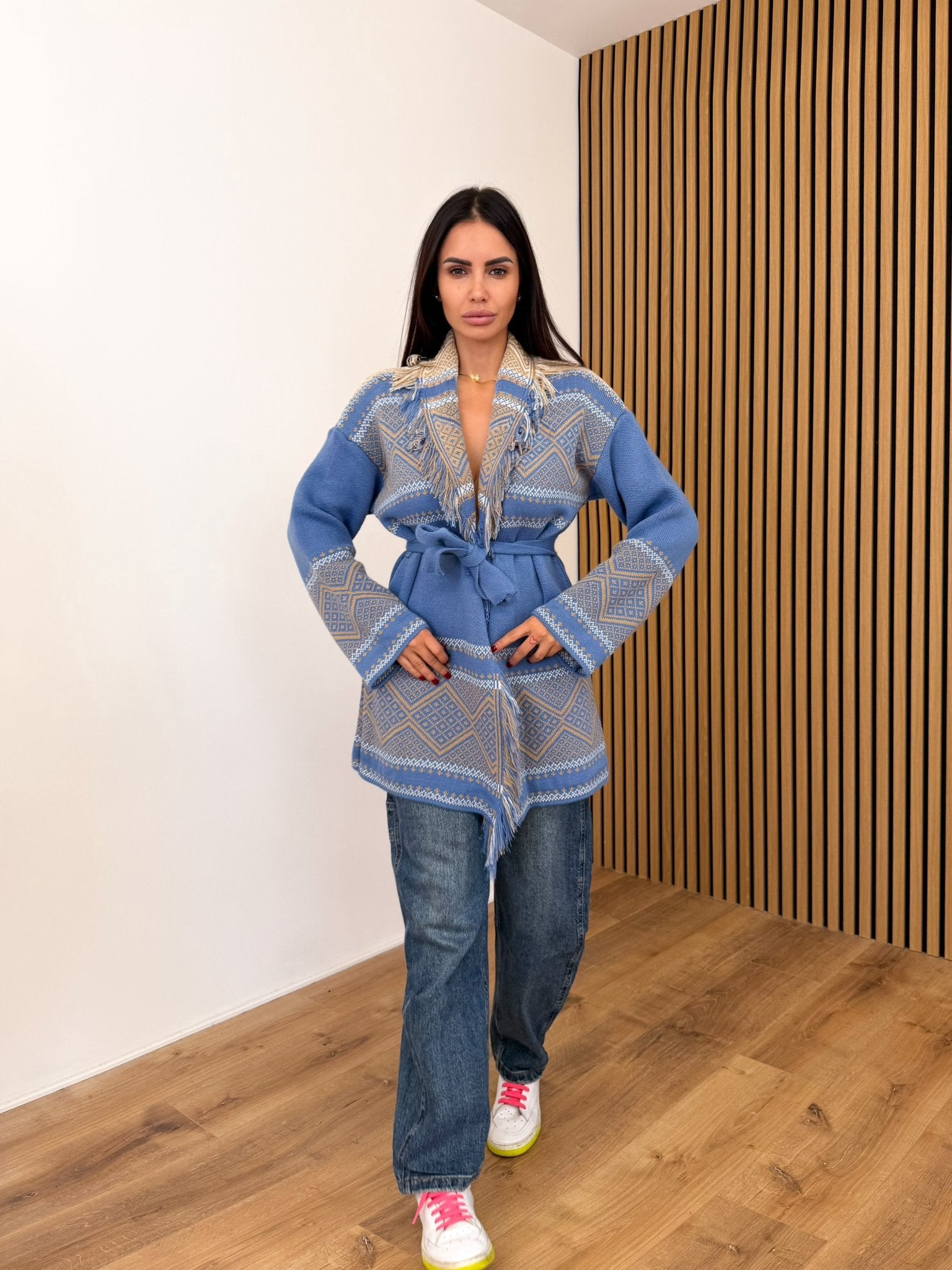 Cardigan Micropunto - Indaco - SAINTH