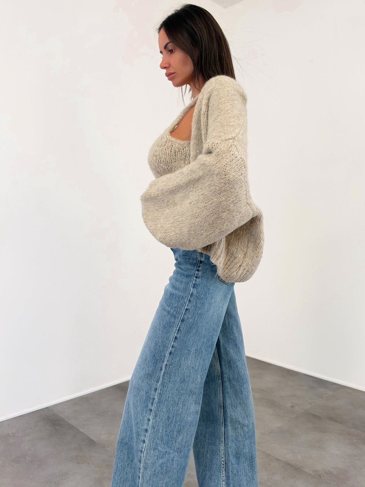Set Top + Cardigan - Beige - SAINTH