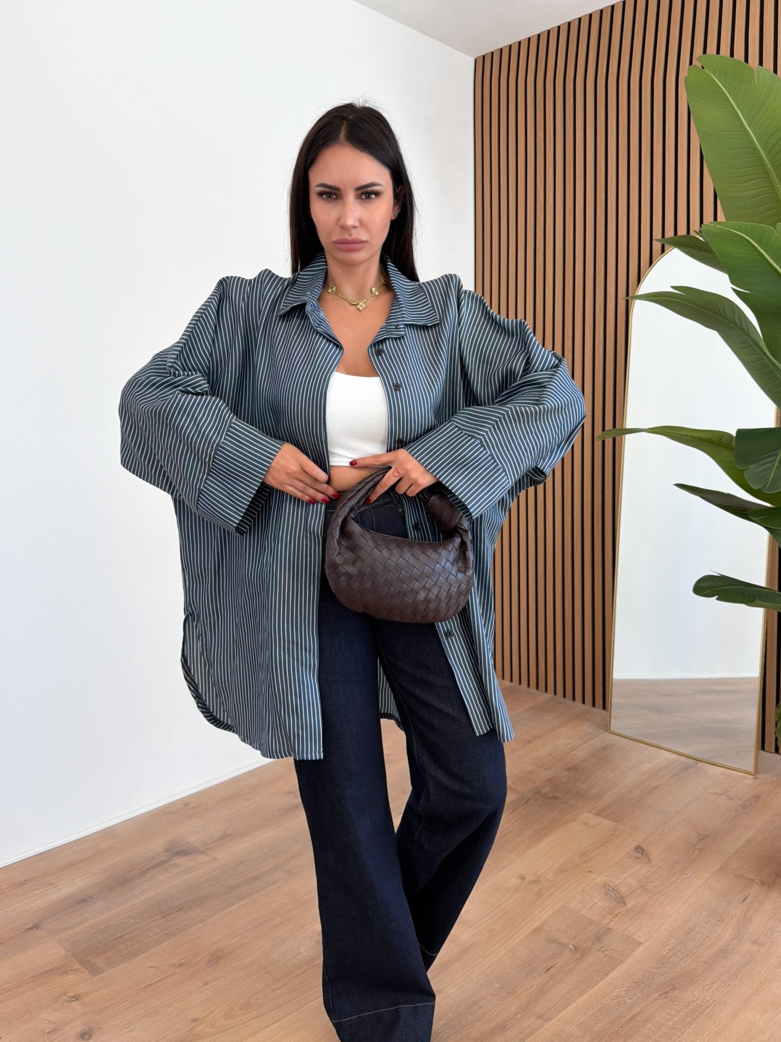 Maxi Camicia Righe - Blu - SAINTH