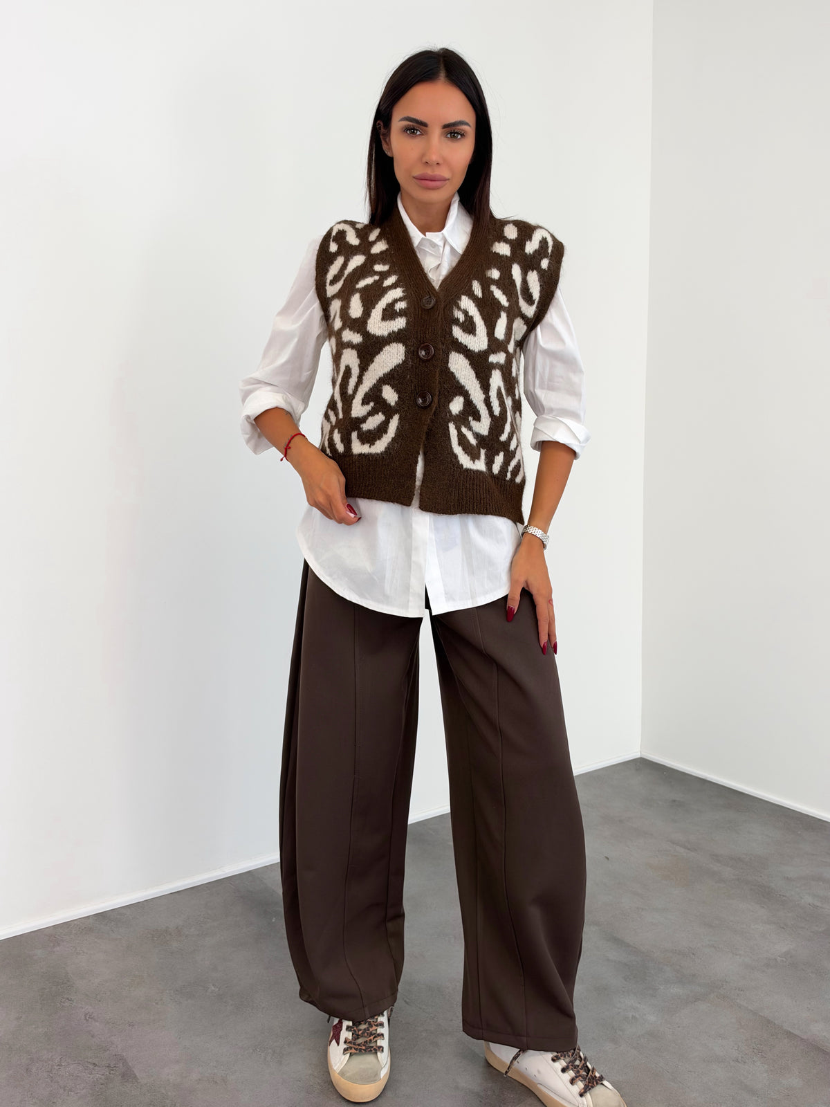 Gilet Maison - Marrone Bianco