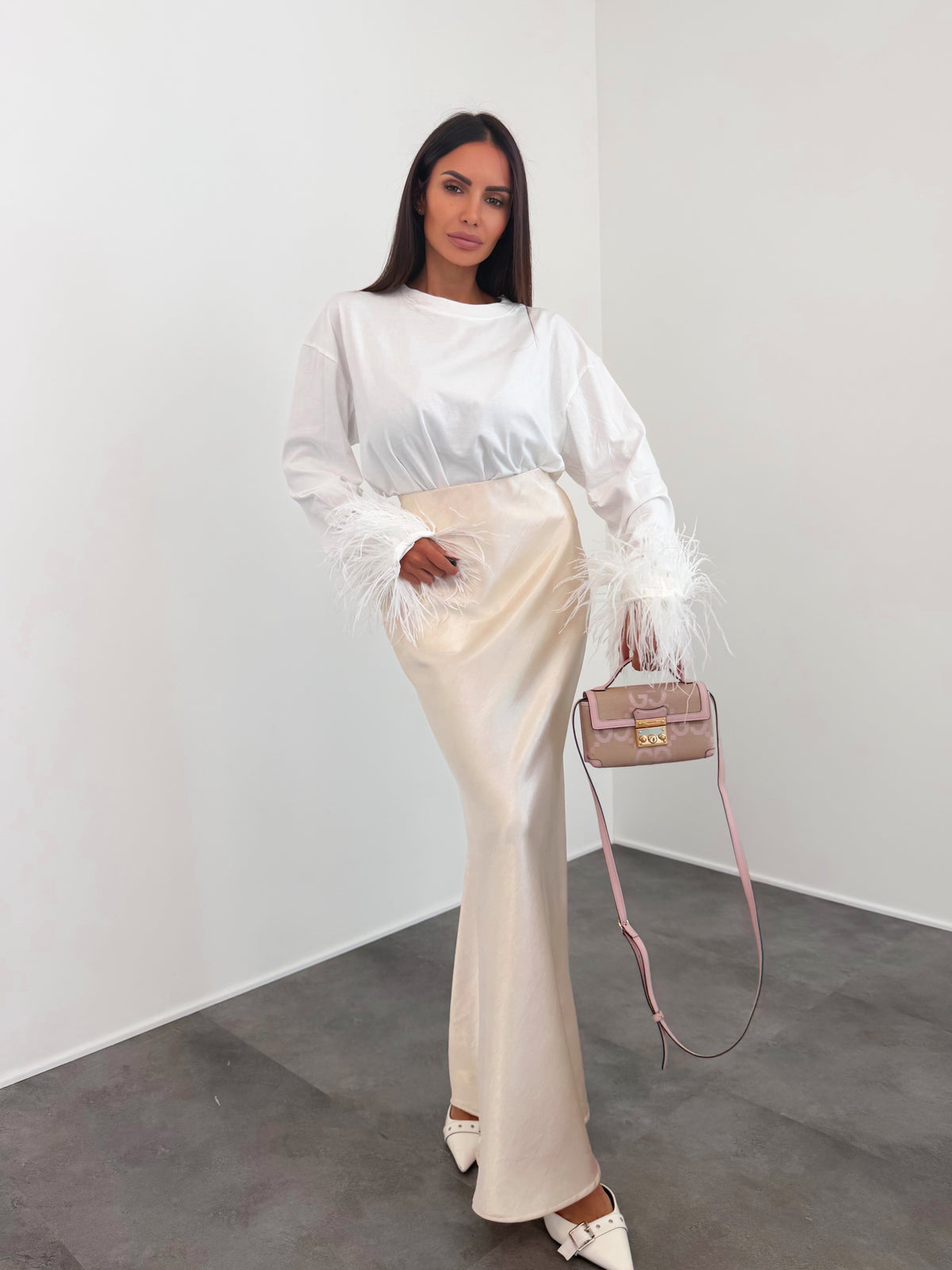 Maxi Maglia Piume - Bianca