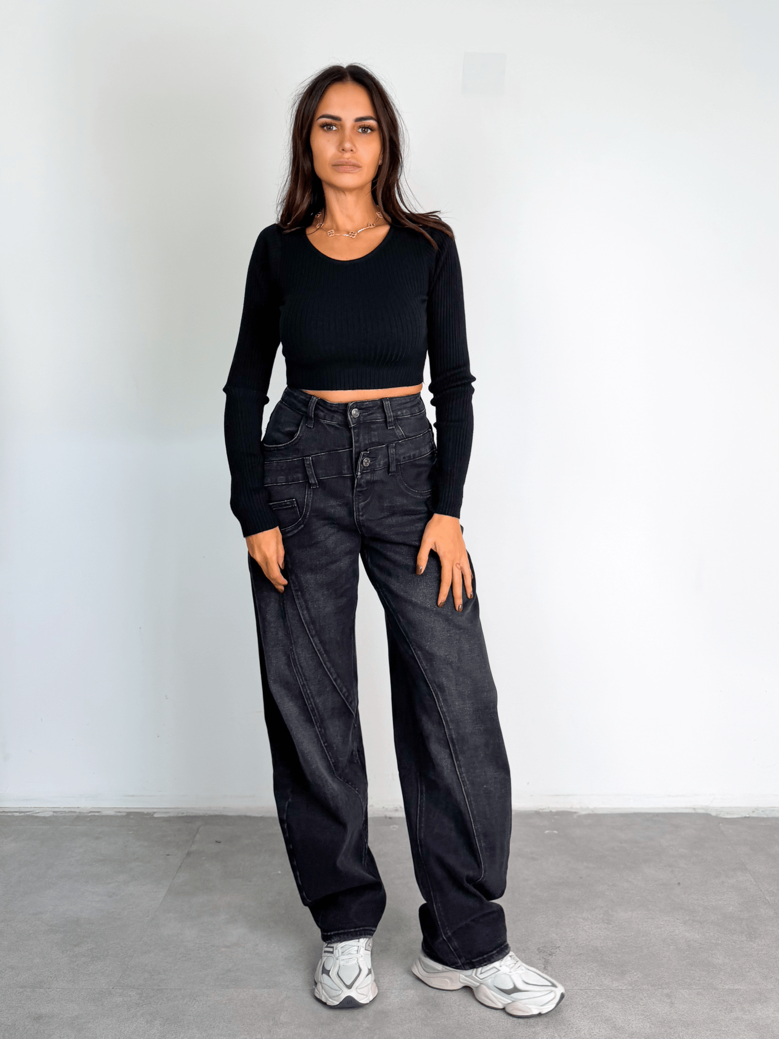 Pull Crop Coste - Nero - SAINTH
