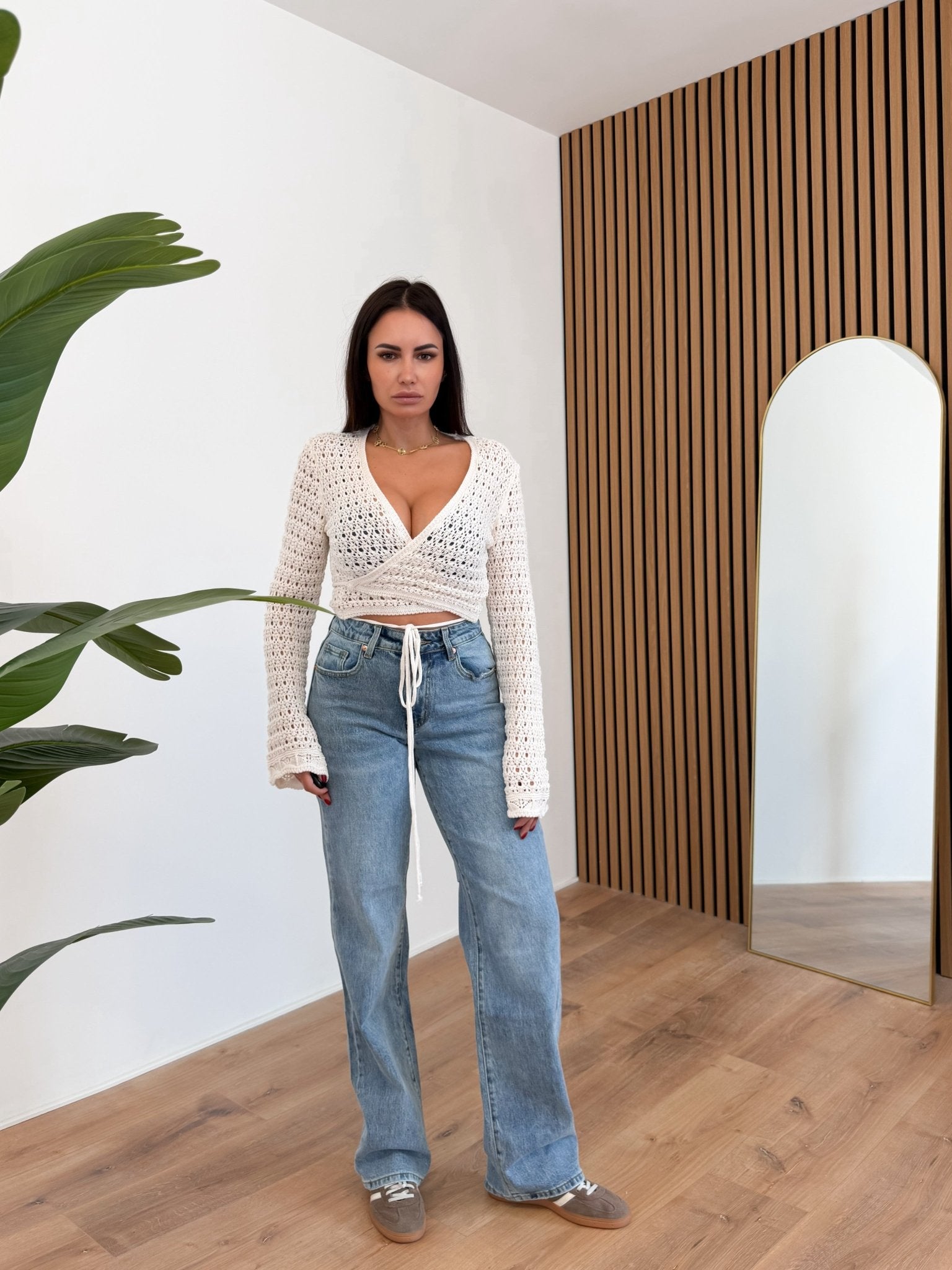 Cardigan Trama Traforata - Panna - SAINTH