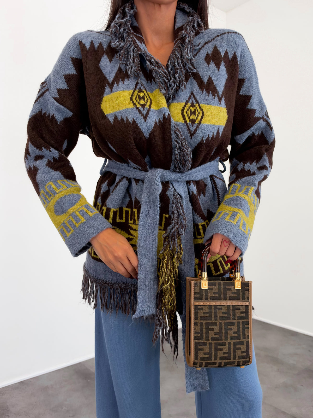 Cardigan Triangle - Indaco Marrone