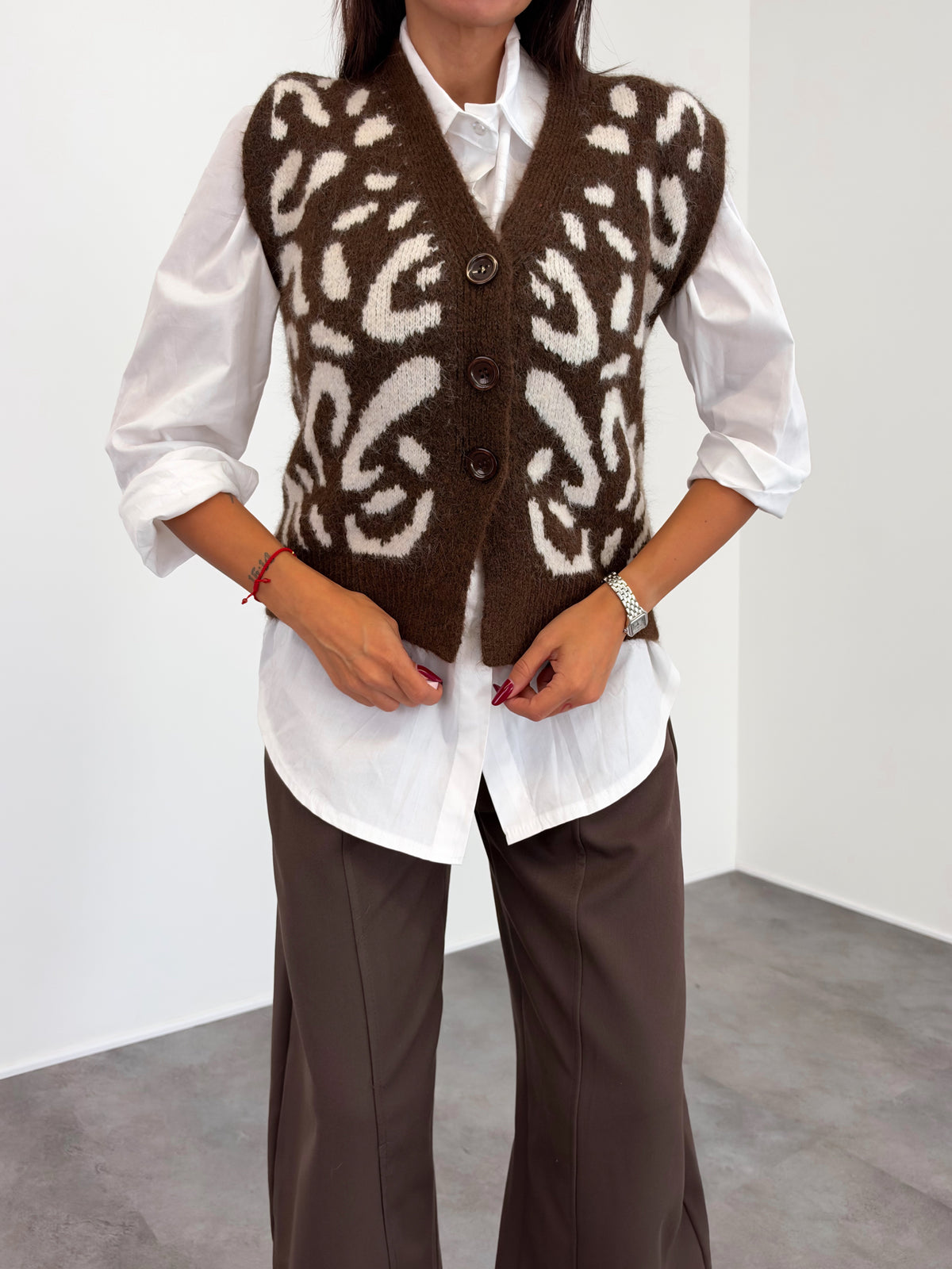 Gilet Maison - Marrone Bianco