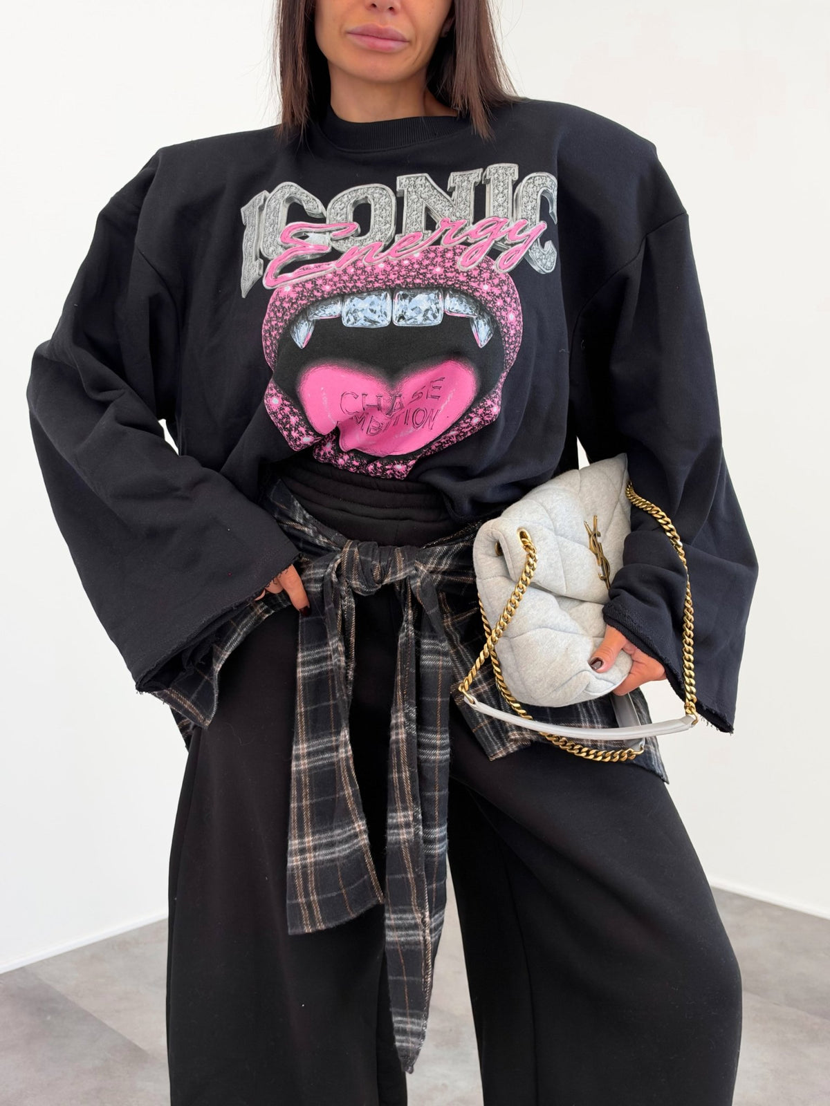 Felpa Crop Iconic - Nera - SAINTH