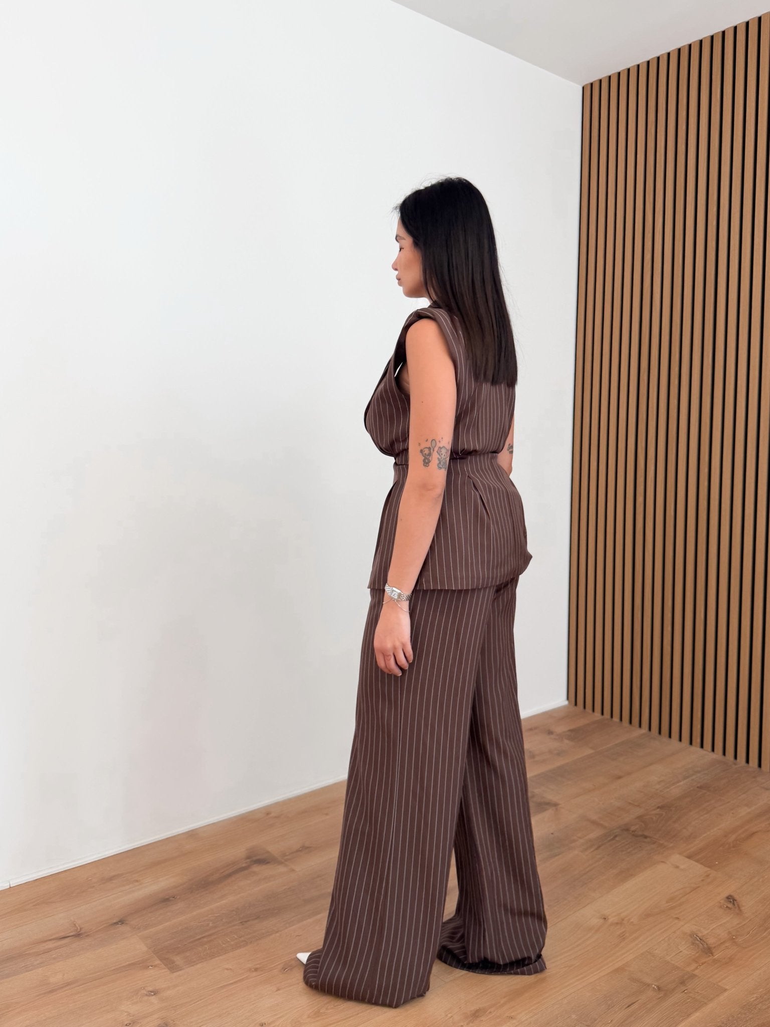 Coordinato Gilet Gessato - Marrone - SAINTH