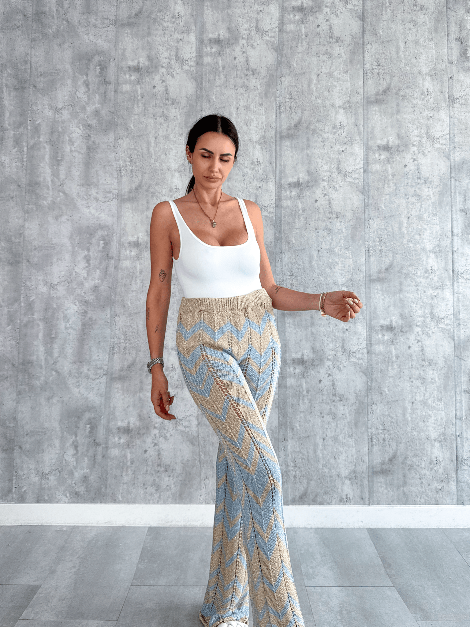 Pantalone Zigzag - Celeste - SAINTH