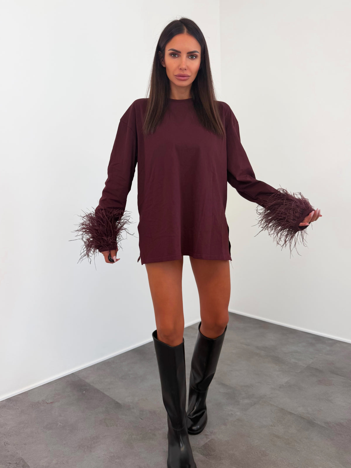 Maxi Maglia Piume - Bordeaux - SAINTH