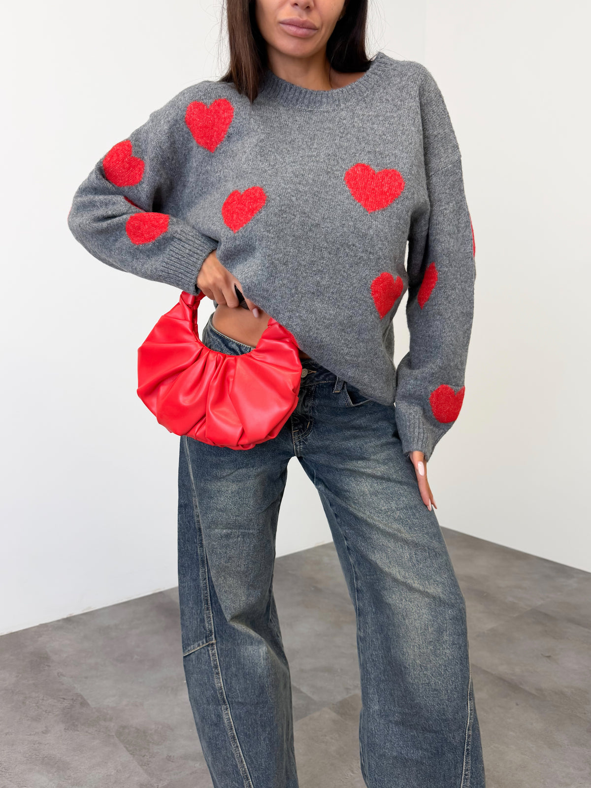 Pull Cuori - Grigio