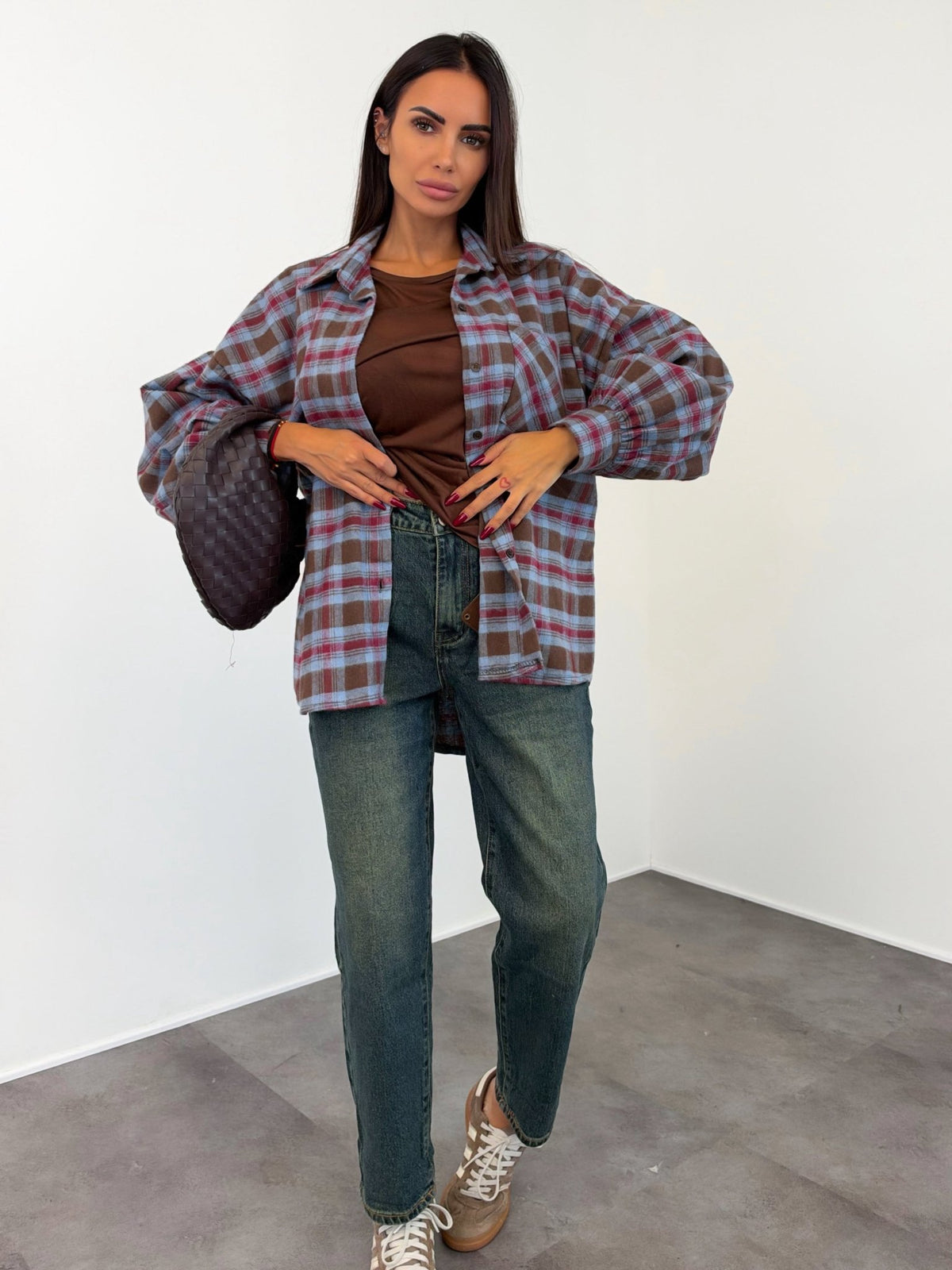Camicia Factory - Marrone Celeste Bordeaux - SAINTH