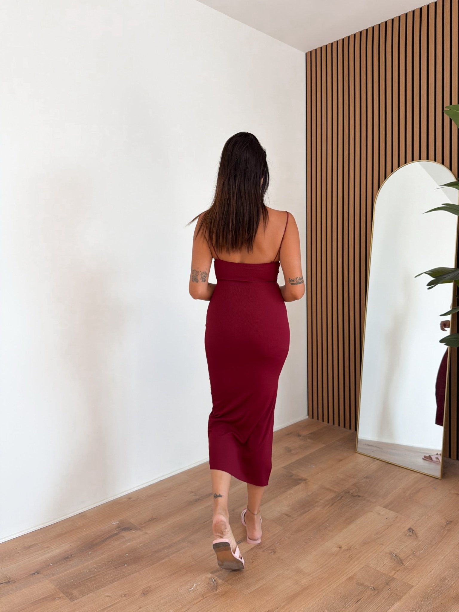 Abito Basic Costine - Bordeaux