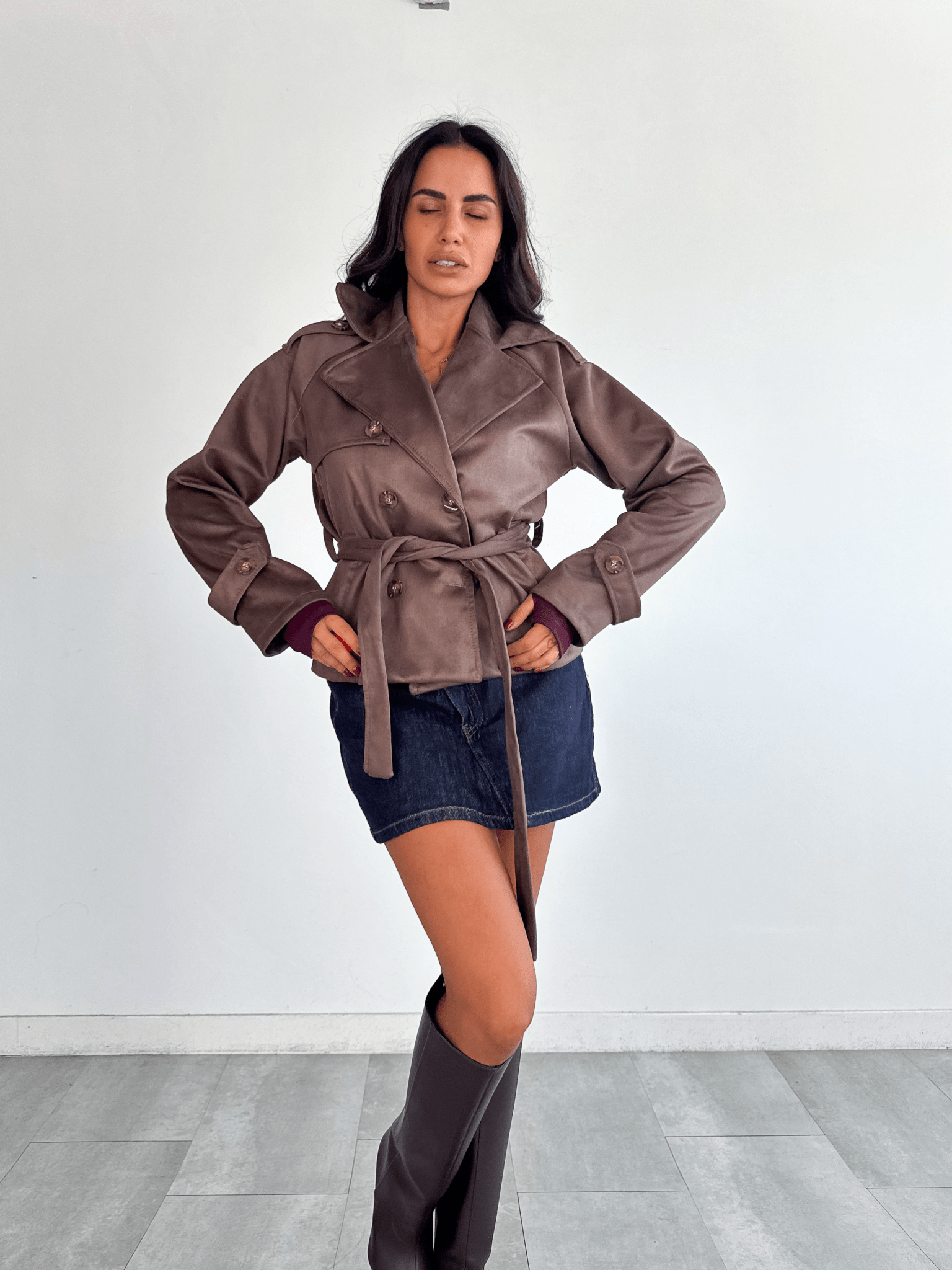 Short Trench Effetto Camoscio - Marrone - SAINTH