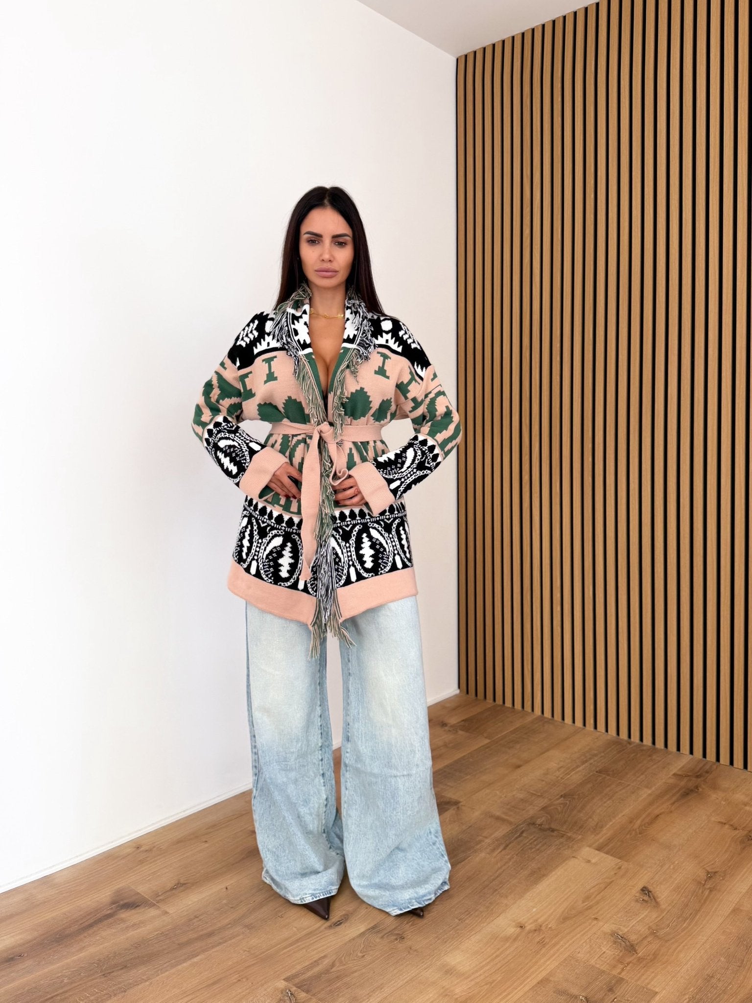 Cardigan Hindu - Cipria e Verde - SAINTH