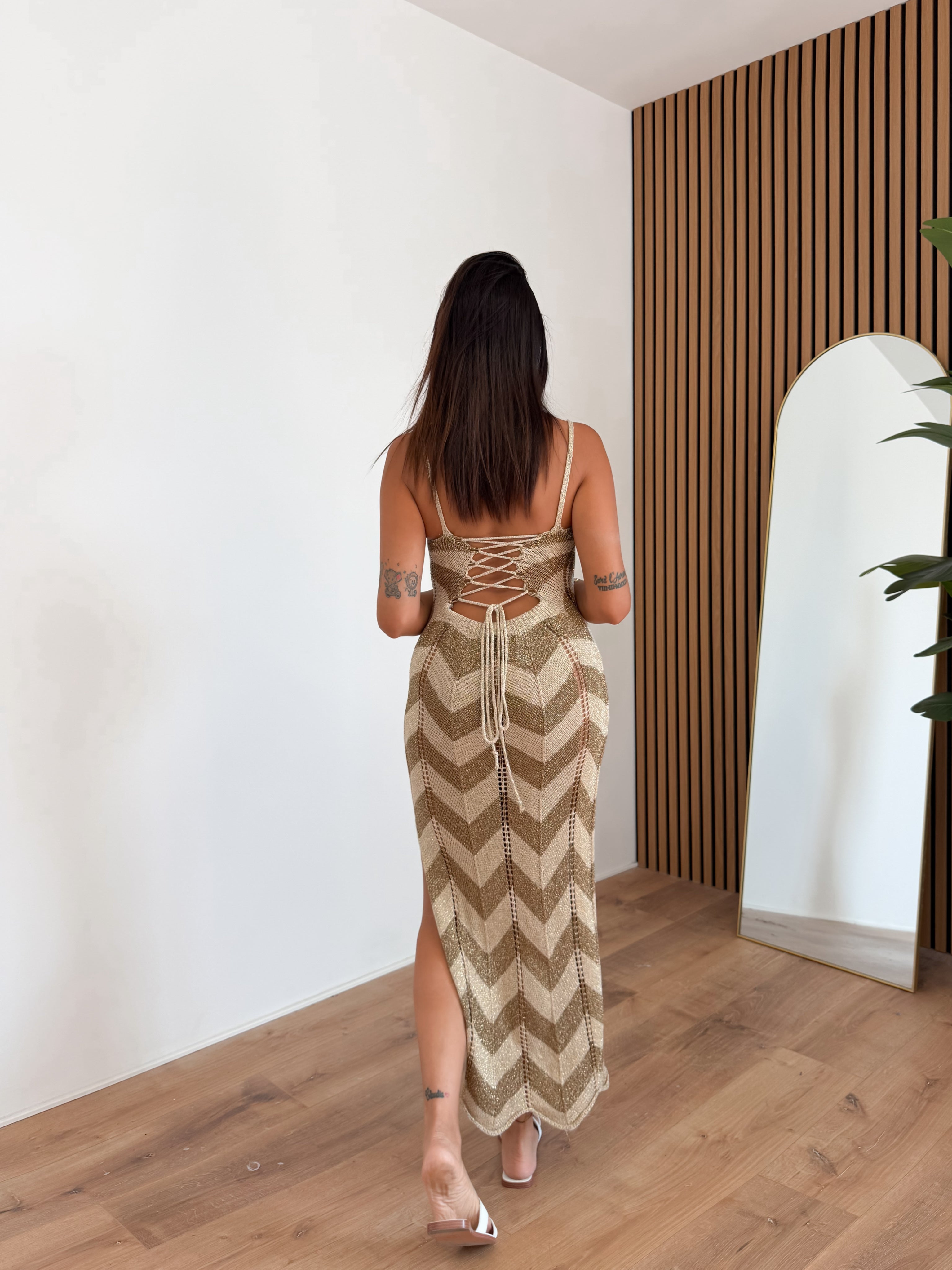 Abito MYK ZigZag - Beige Oro