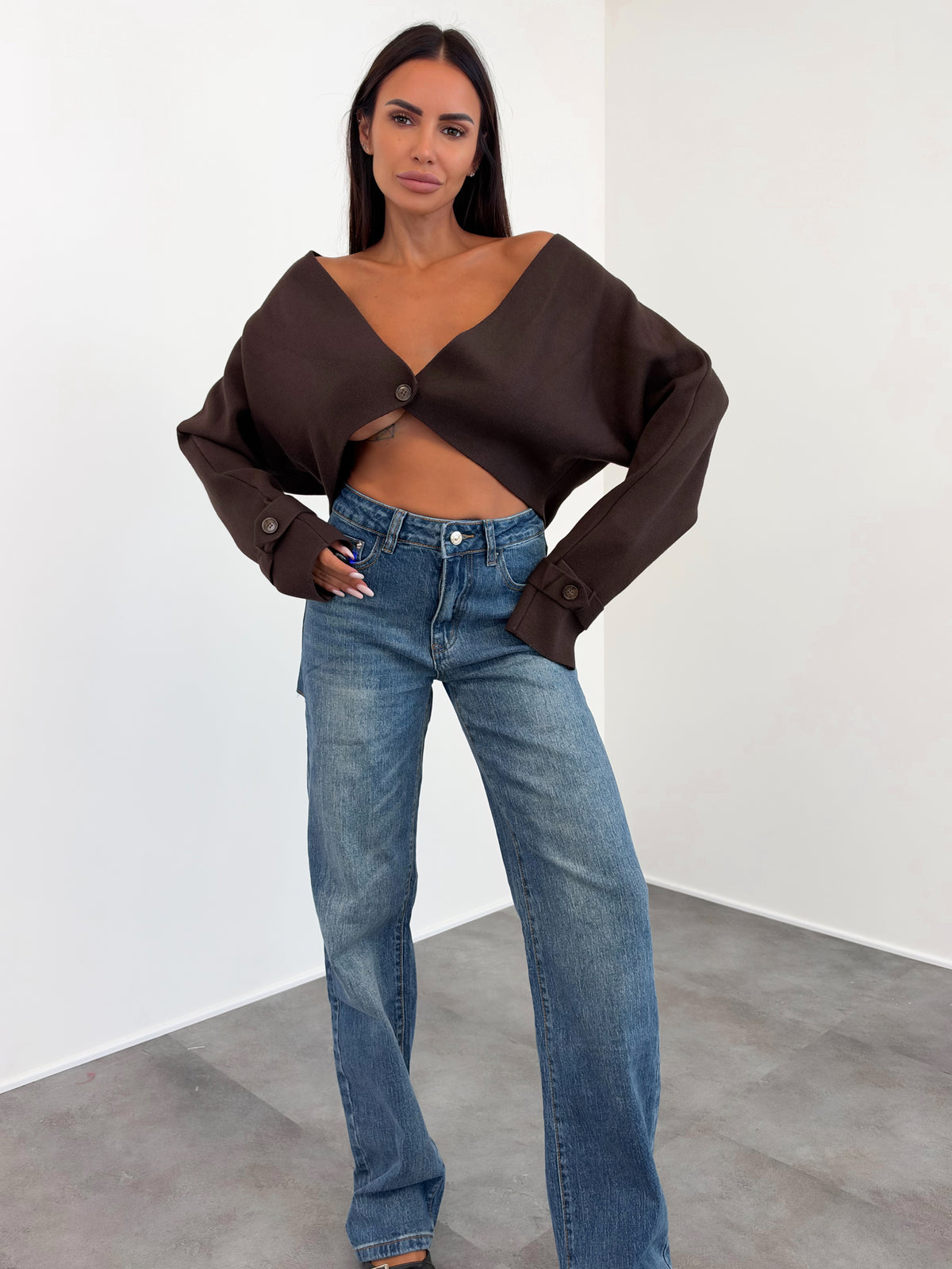 Cardigan Fibbia - Marrone