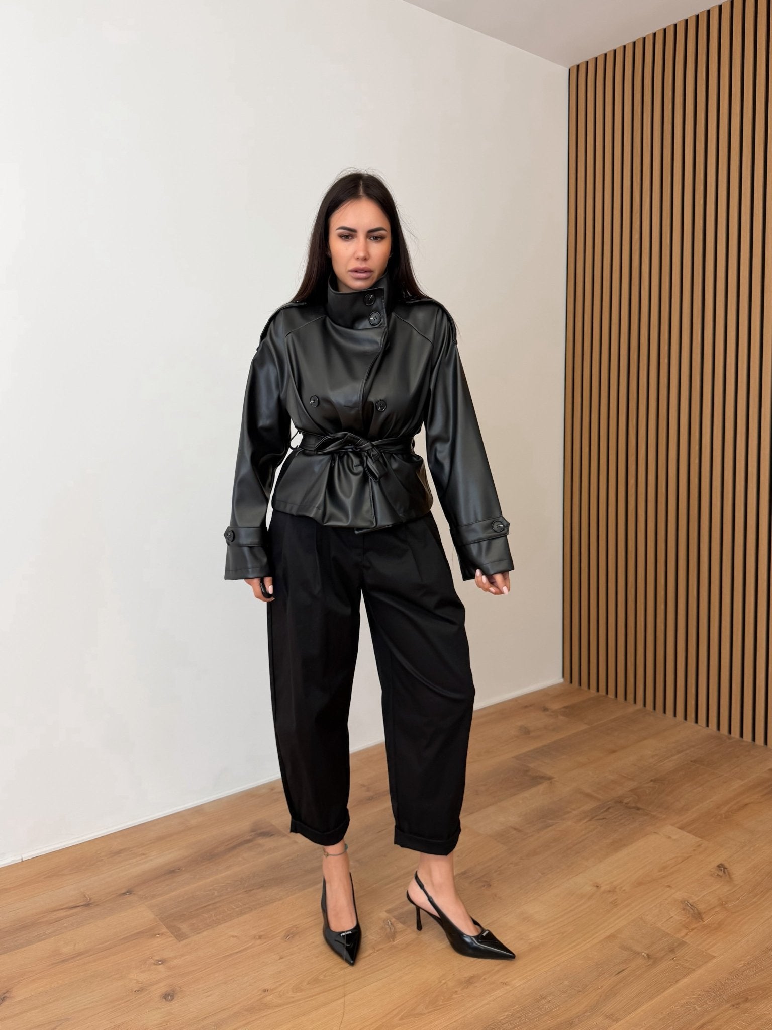 Trench Collo Alto - Nero - SAINTH