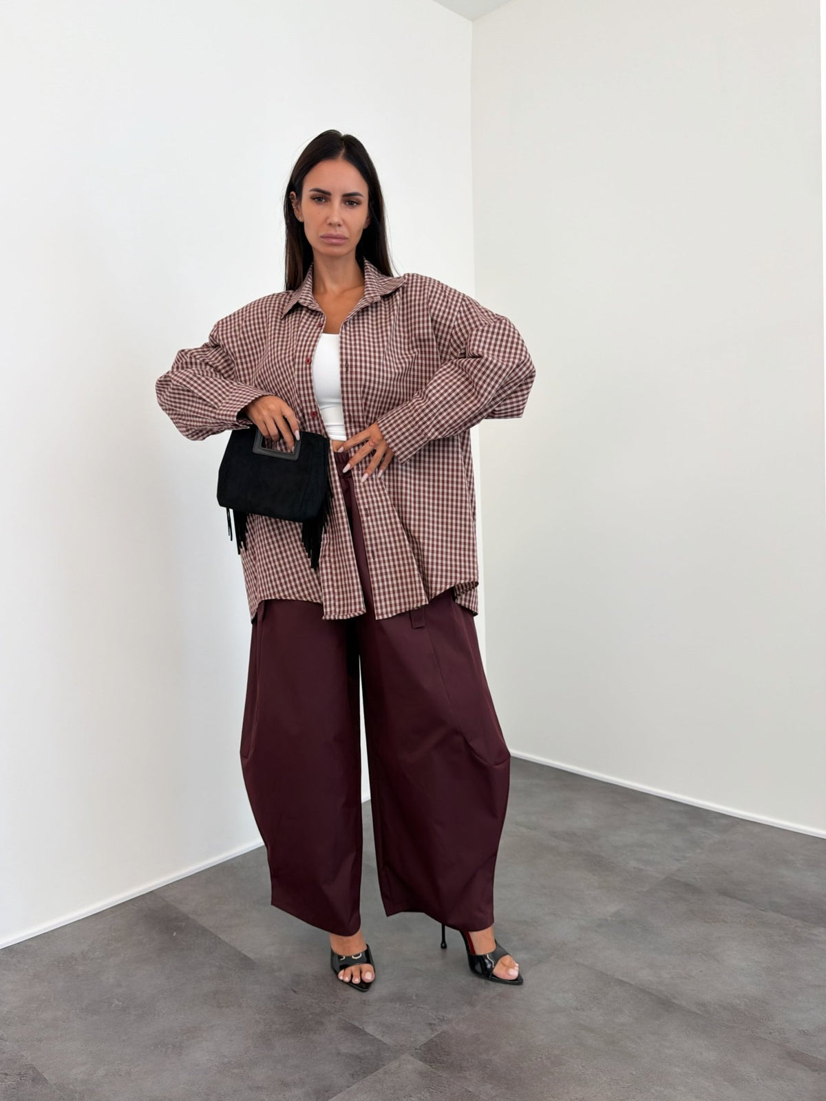 Maxi Camicia Spallona - Bordeaux - SAINTH