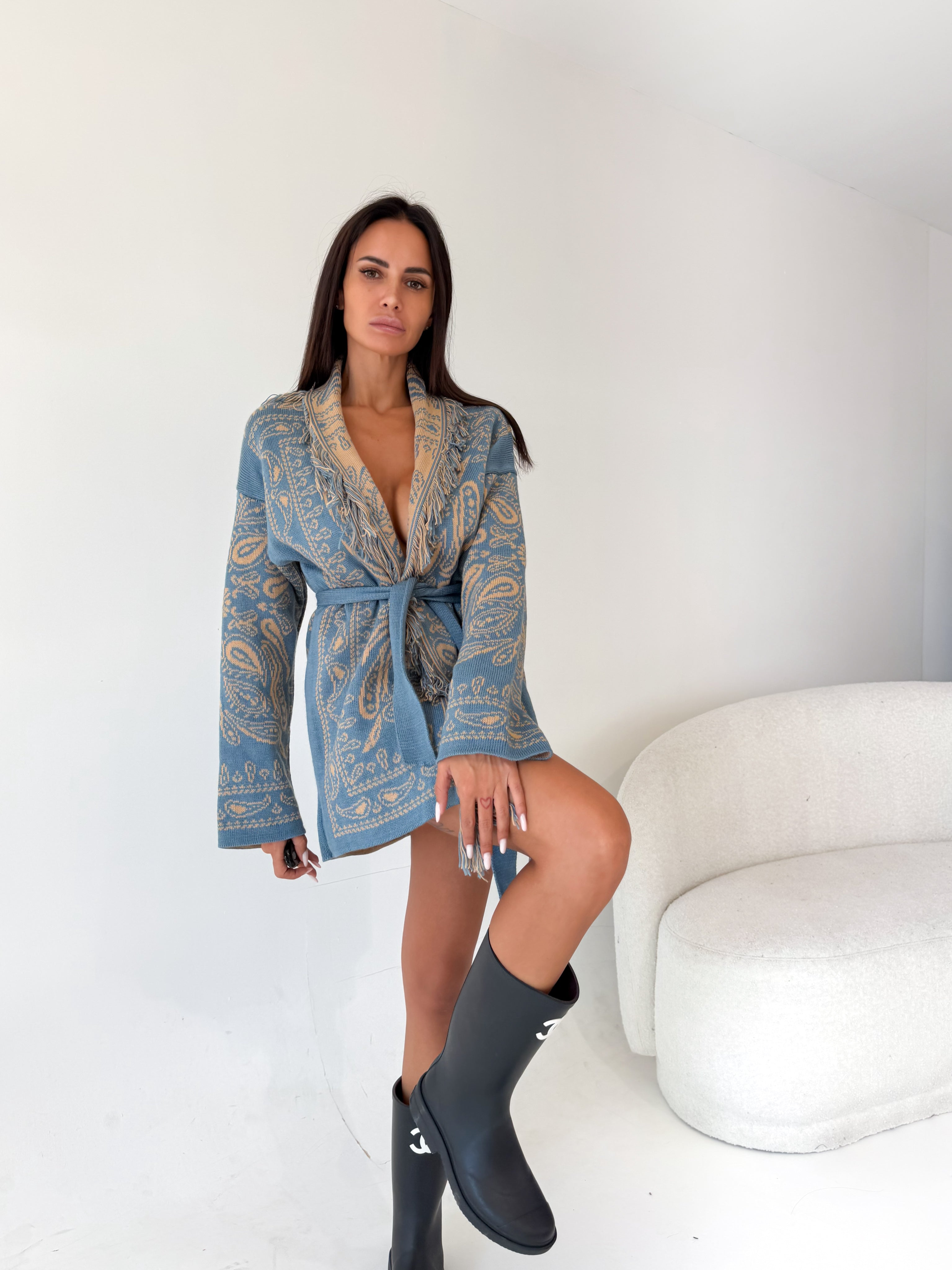Cardigan Azteco - Indaco