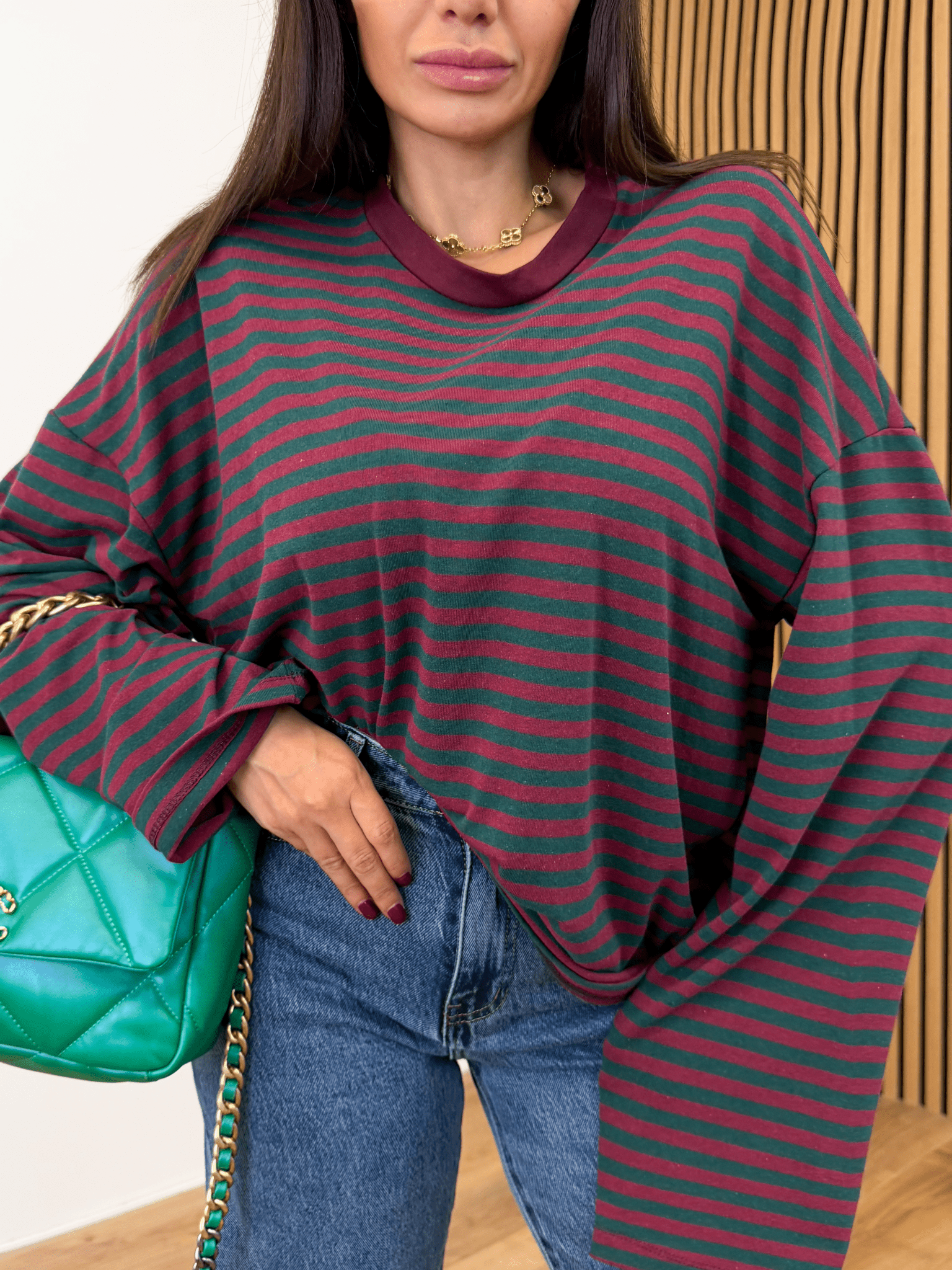 Maxi Maglia Lines - Verde e Bordeaux - SAINTH