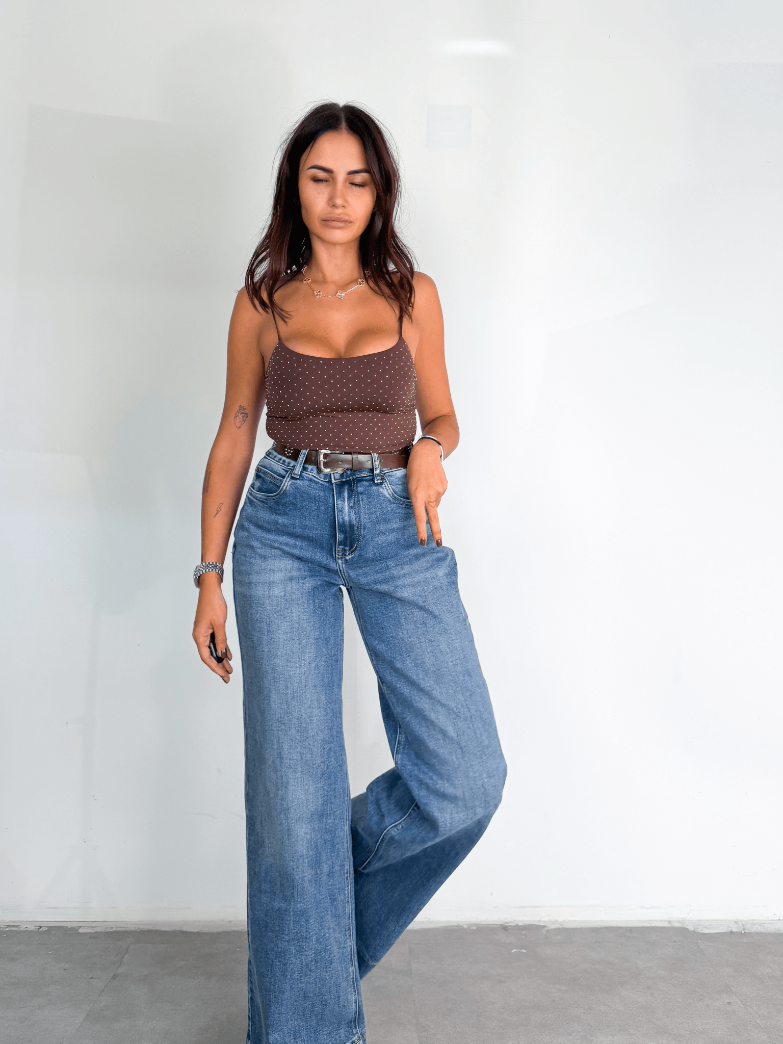 Jeans + Cintura Browm - Denim - SAINTH