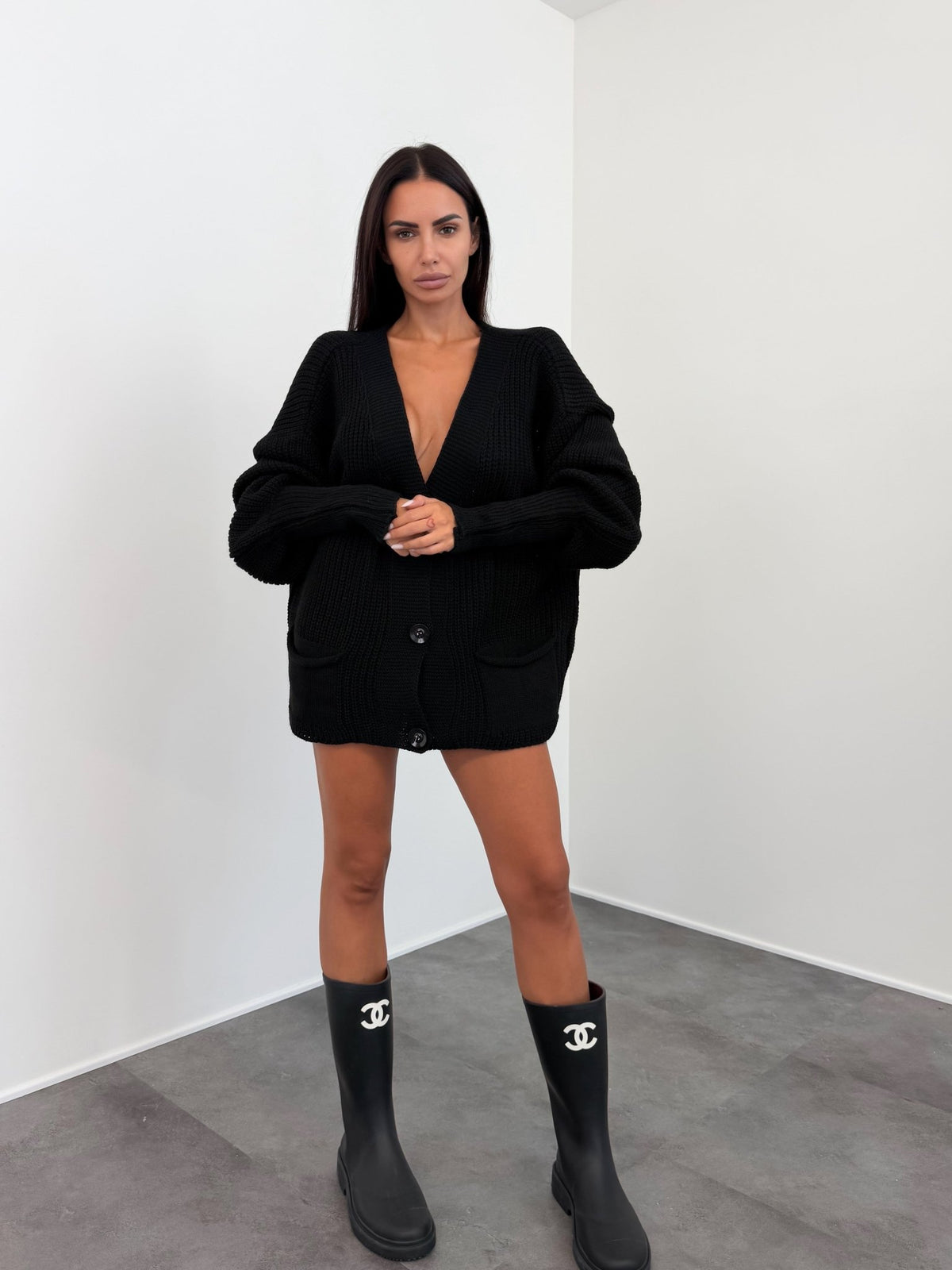 Maxi Cardigan - Nero - SAINTH