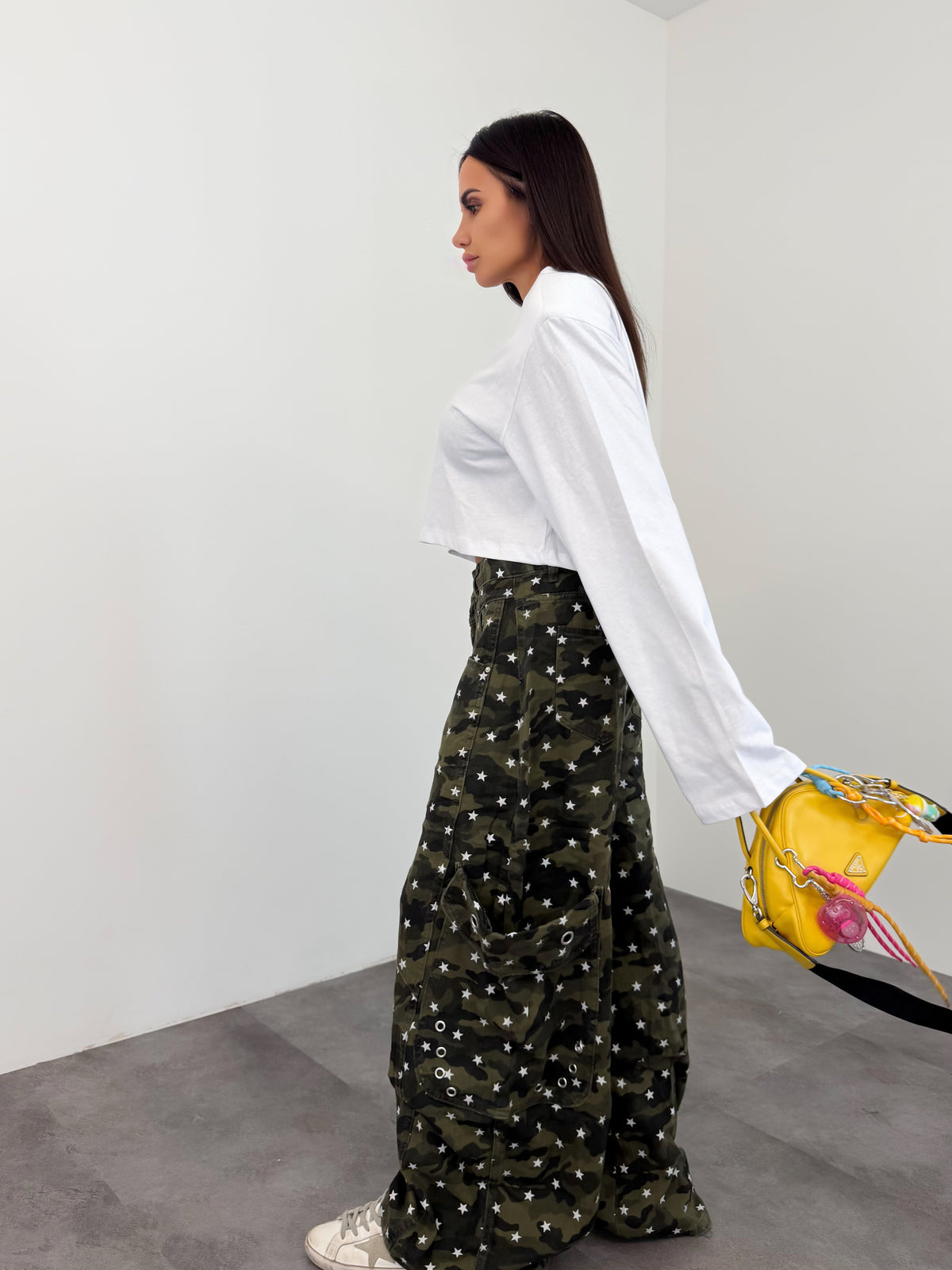 Maglia Maxi Spalla Crop - Bianca