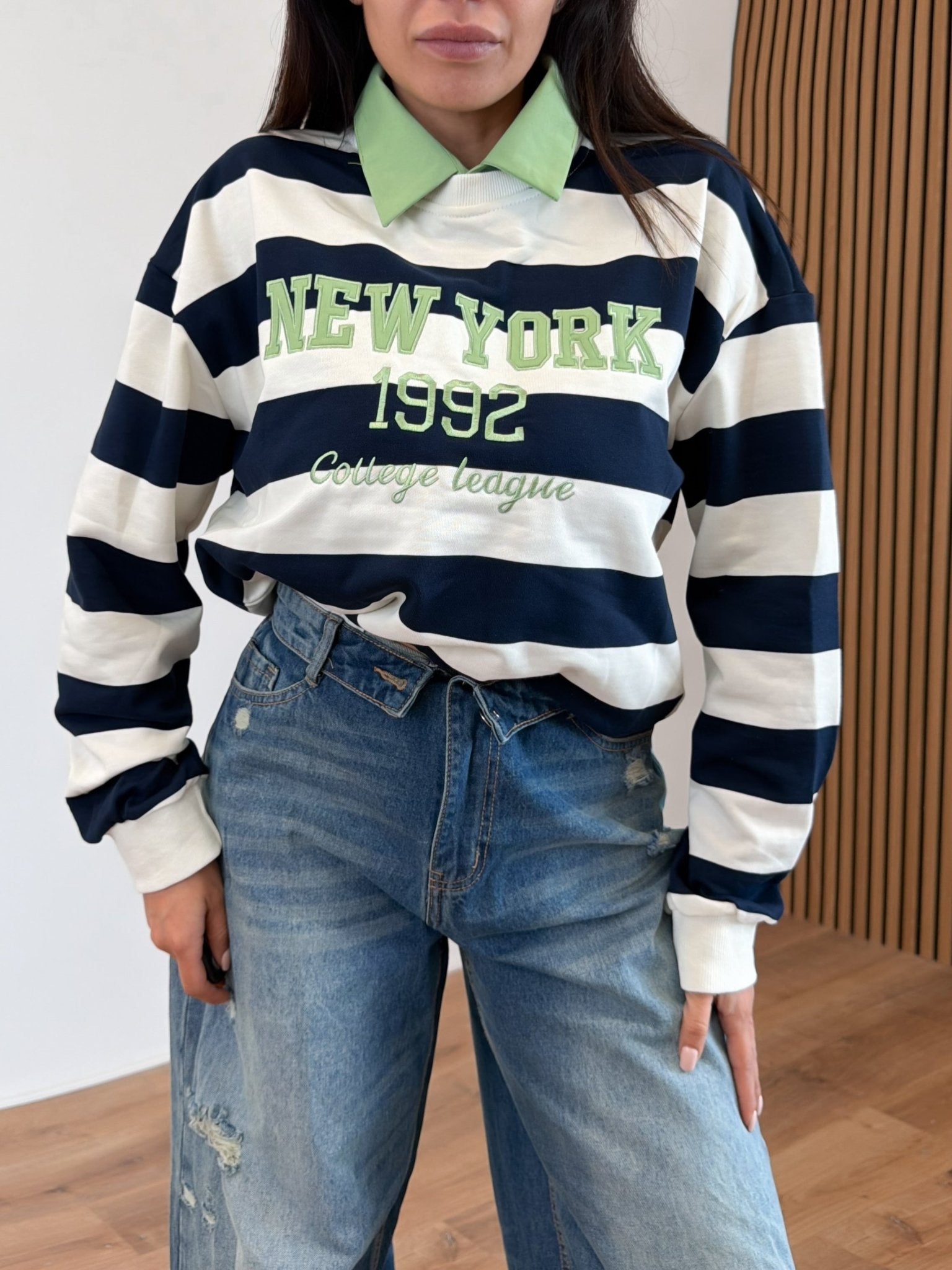 Felpa Colletto NY - Verde Mela - SAINTH