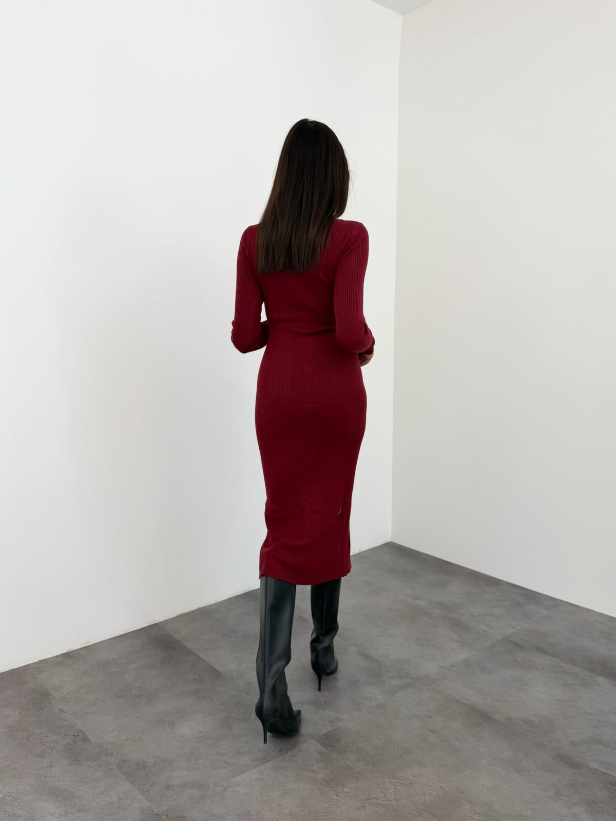 Abito Pull Bottoncini - Bordeaux - SAINTH