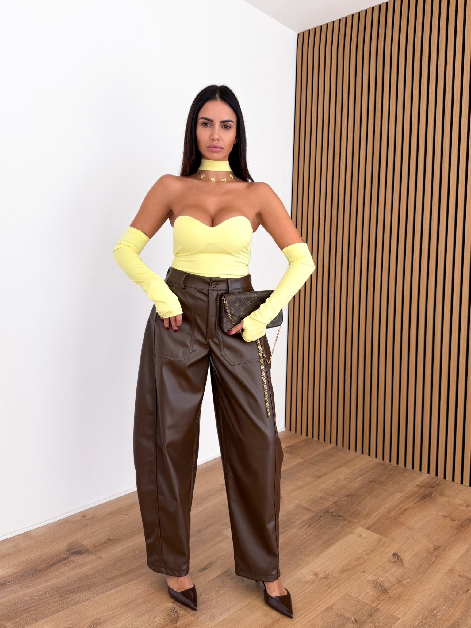 Pantalone Strong Ecopelle - Marrone - SAINTH