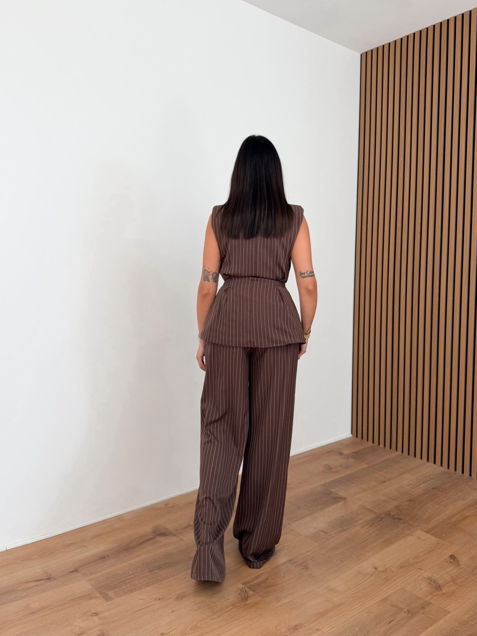 Coordinato Gilet Gessato - Marrone - SAINTH